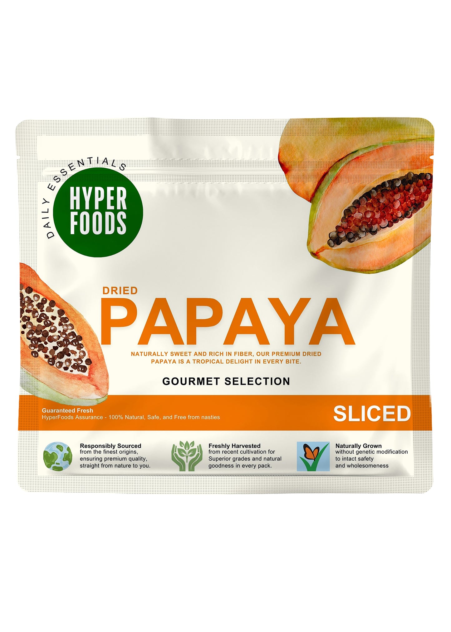 Dried Papaya Sliced Resealable Pouch 200gm