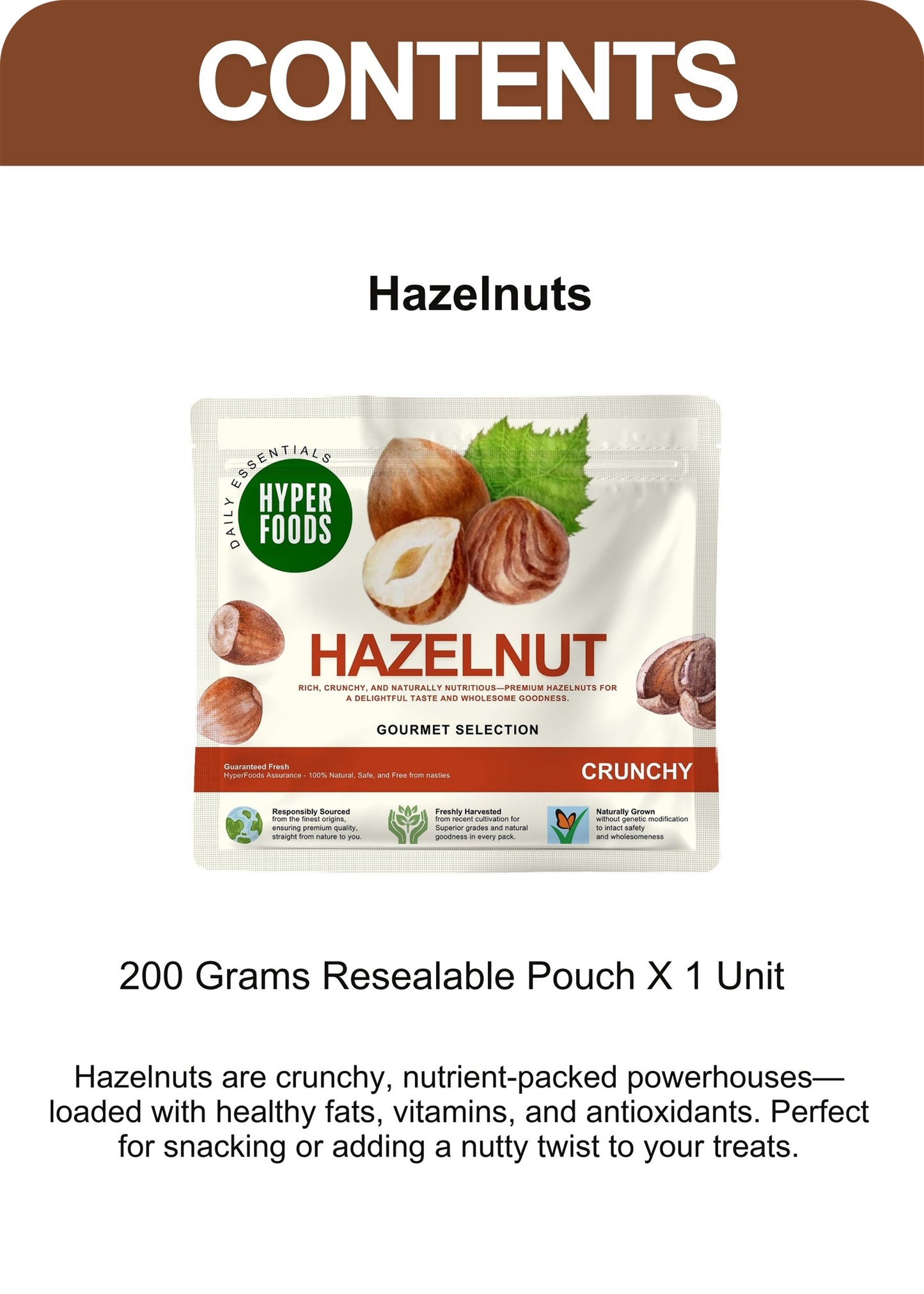 HazelNuts Resealable Pouch 200gm