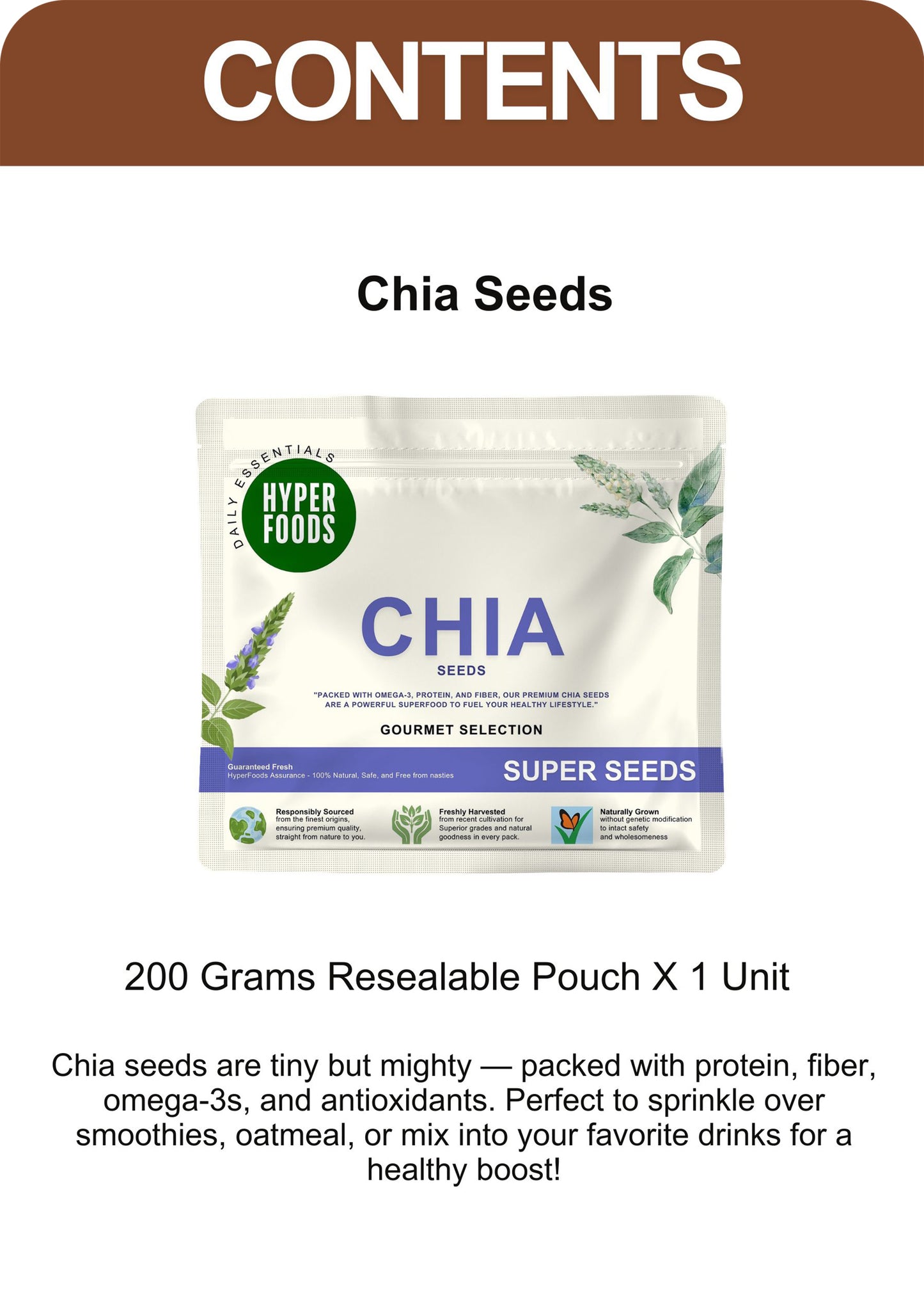 Chia Seeds Resealable Pouch 200gm