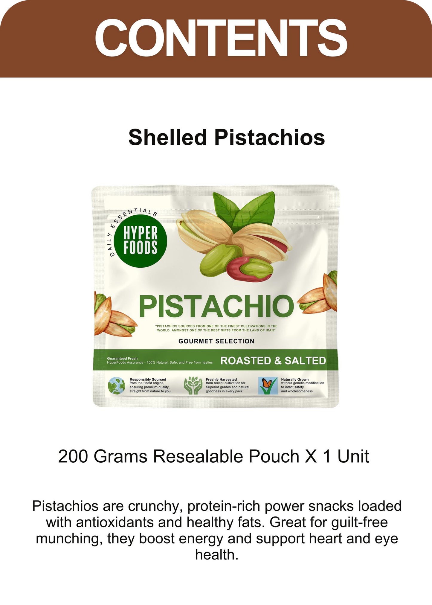 Pistachios Resealable Pouch 200gm