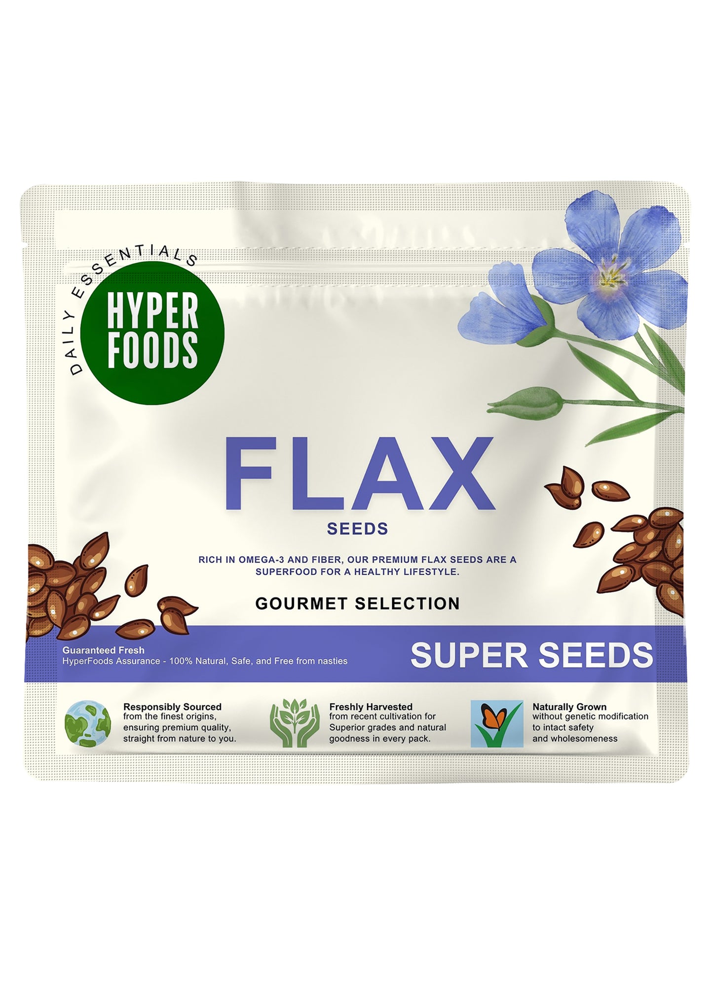 Flax Seeds Resealable Pouch 400gm (200gm x 2 Pack)