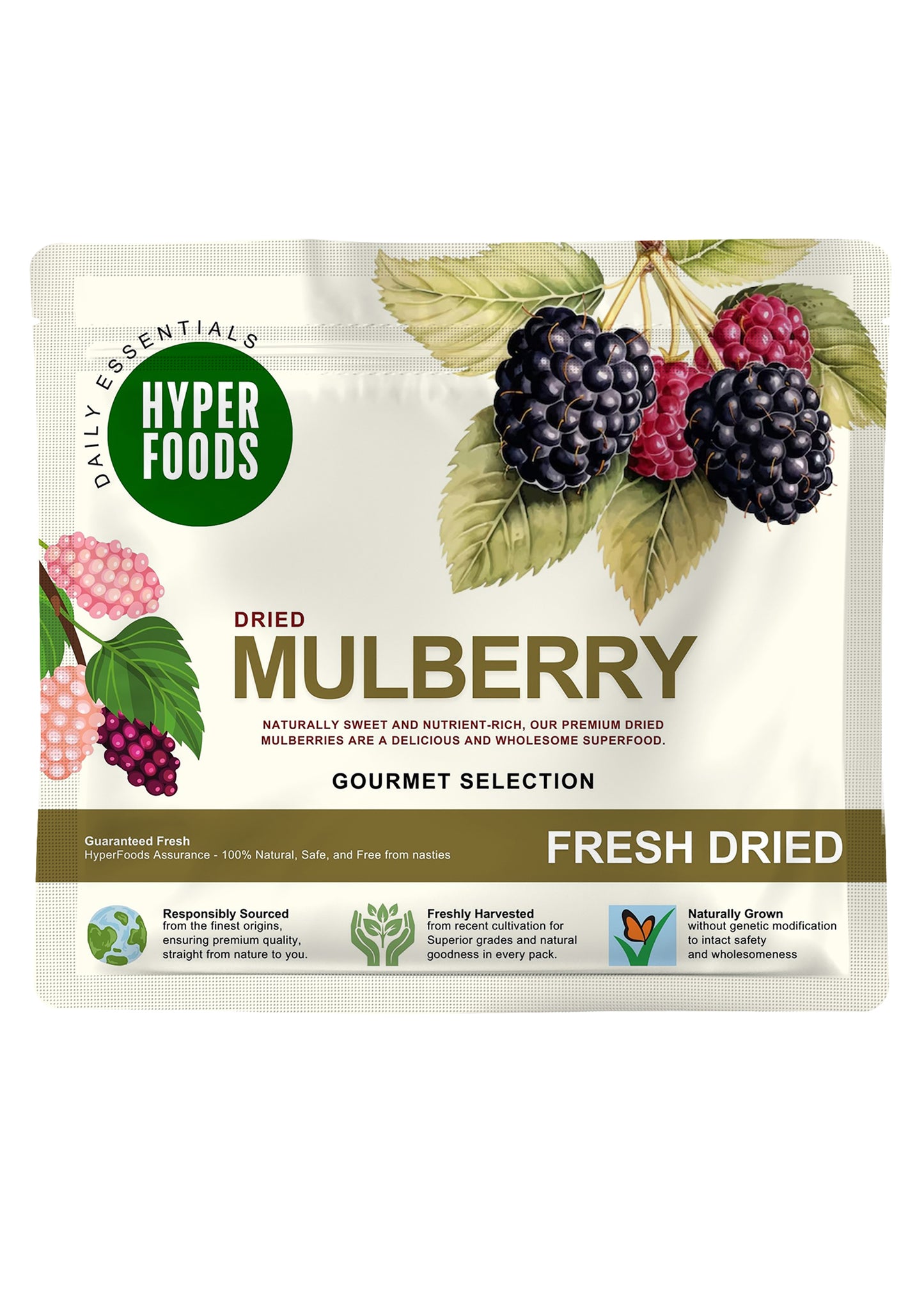Dried MulBerry Resealable Pouch 400gm (200gm x 2 Pack)