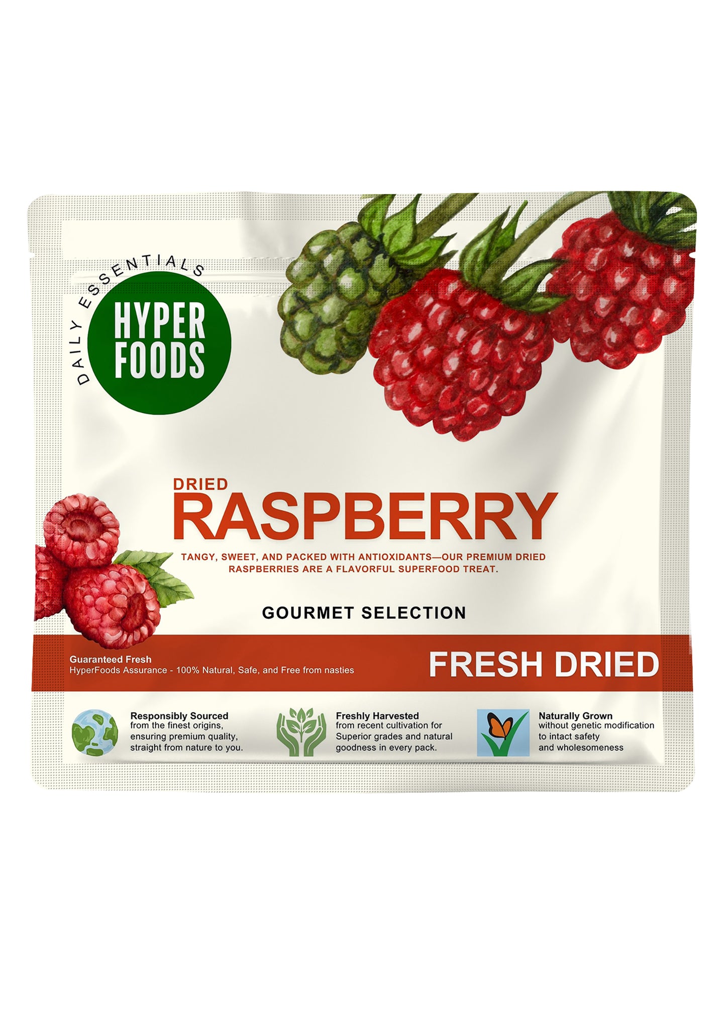 Dried RaspBerry Resealable Pouch 400gm (200gm x 2 Pack)