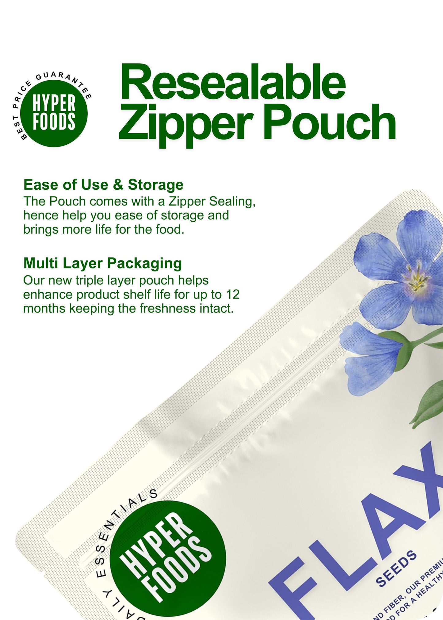 Flax Seeds Resealable Pouch 200gm