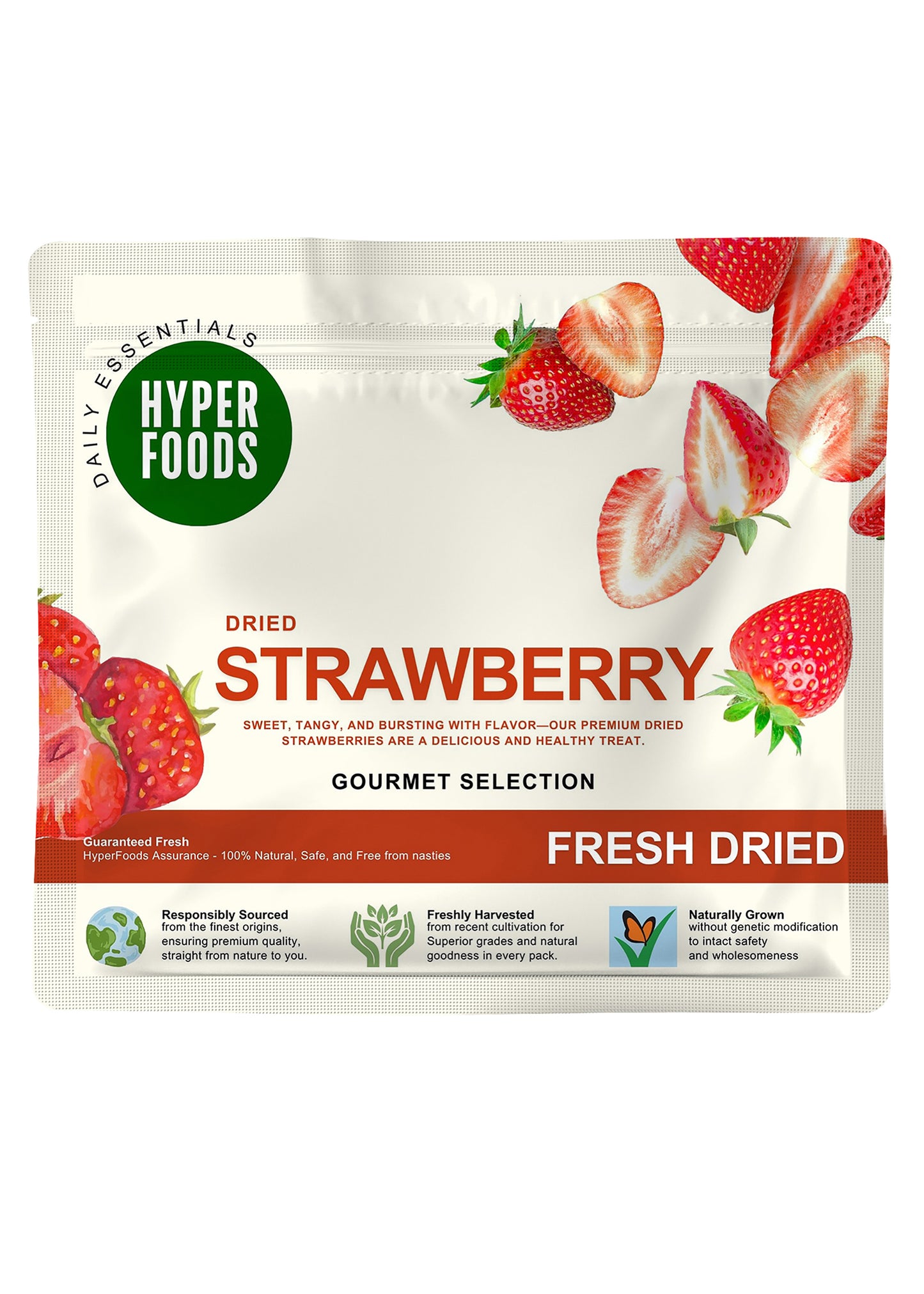 Dried StrawBerry Resealable Pouch 400gm (200gm x 2 Pack)