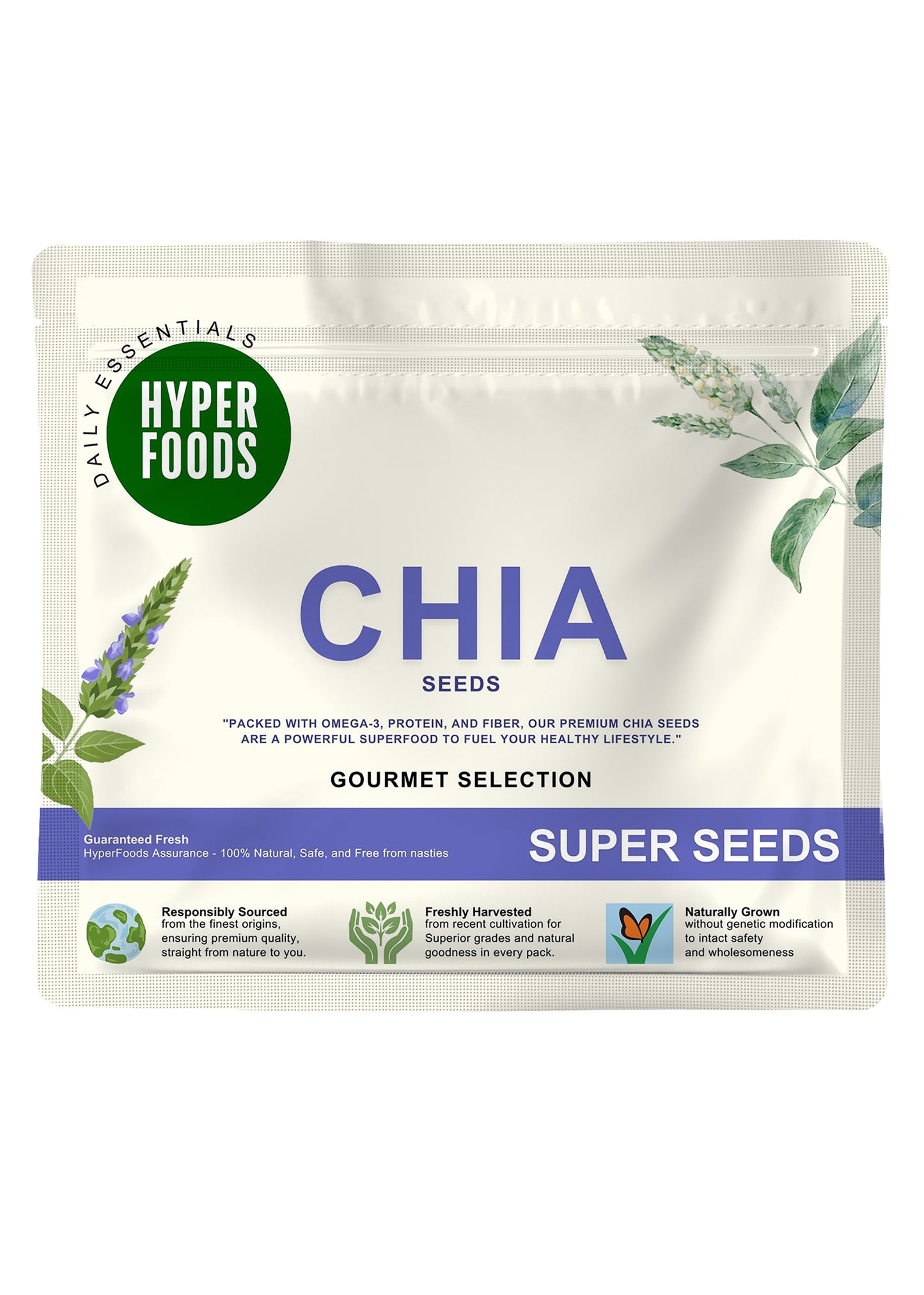 Chia Seeds Resealable Pouch 400gm (200gm x 2 Pack)