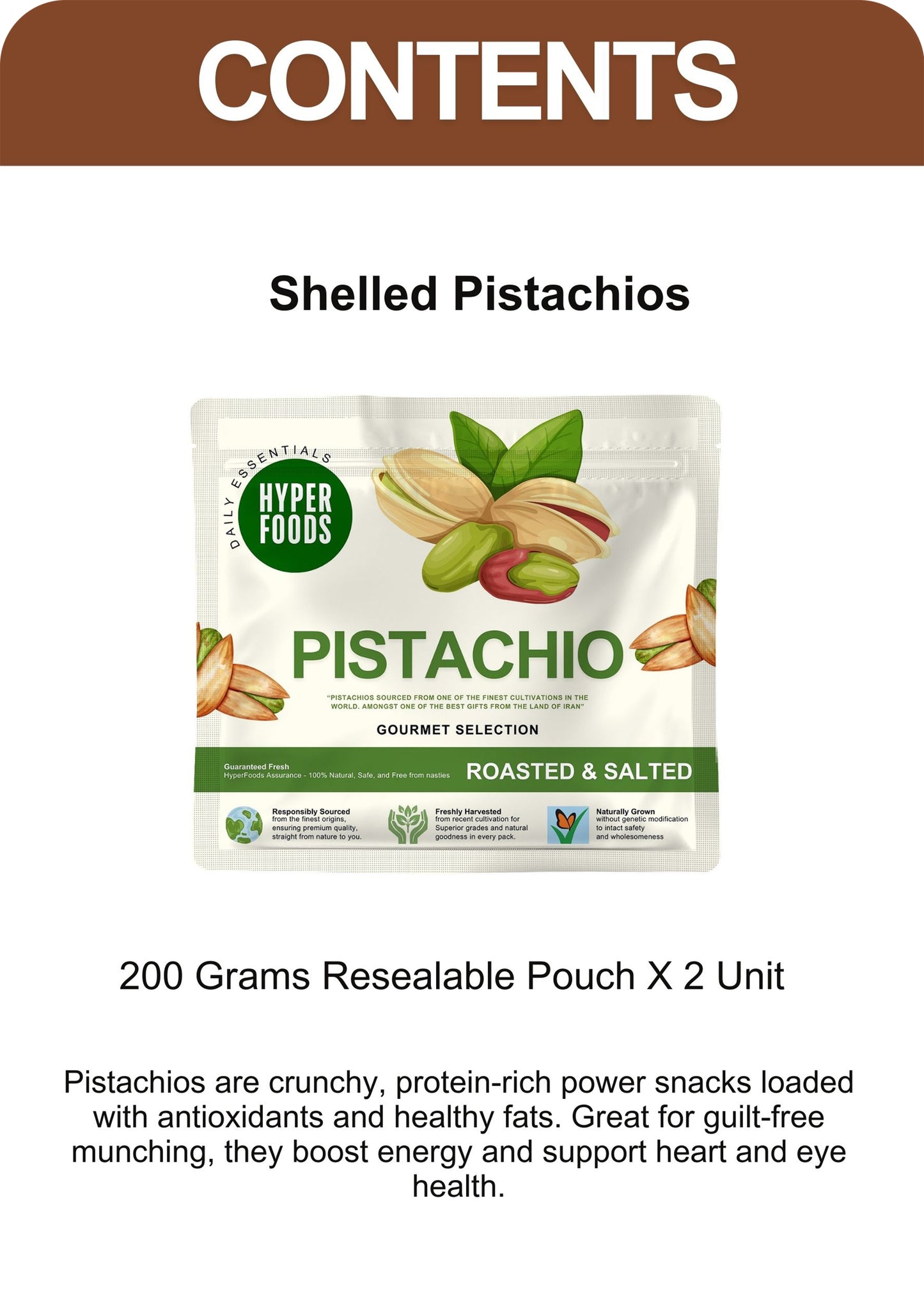 Pistachios Resealable Pouch 400gm (200gm x 2 Each)