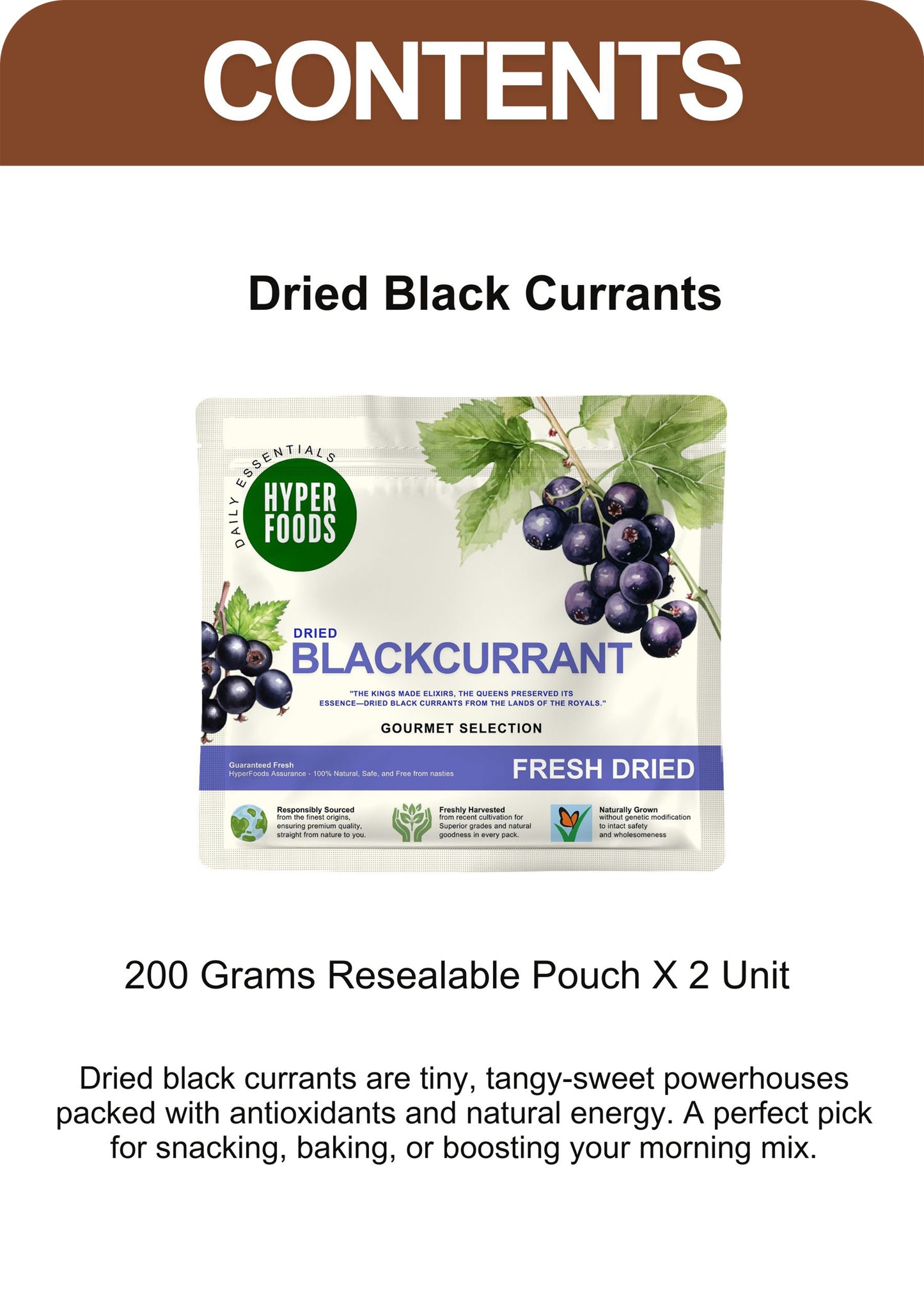 BlackCurrant Resealable Pouch 400gm (200gm x 2 Pack)