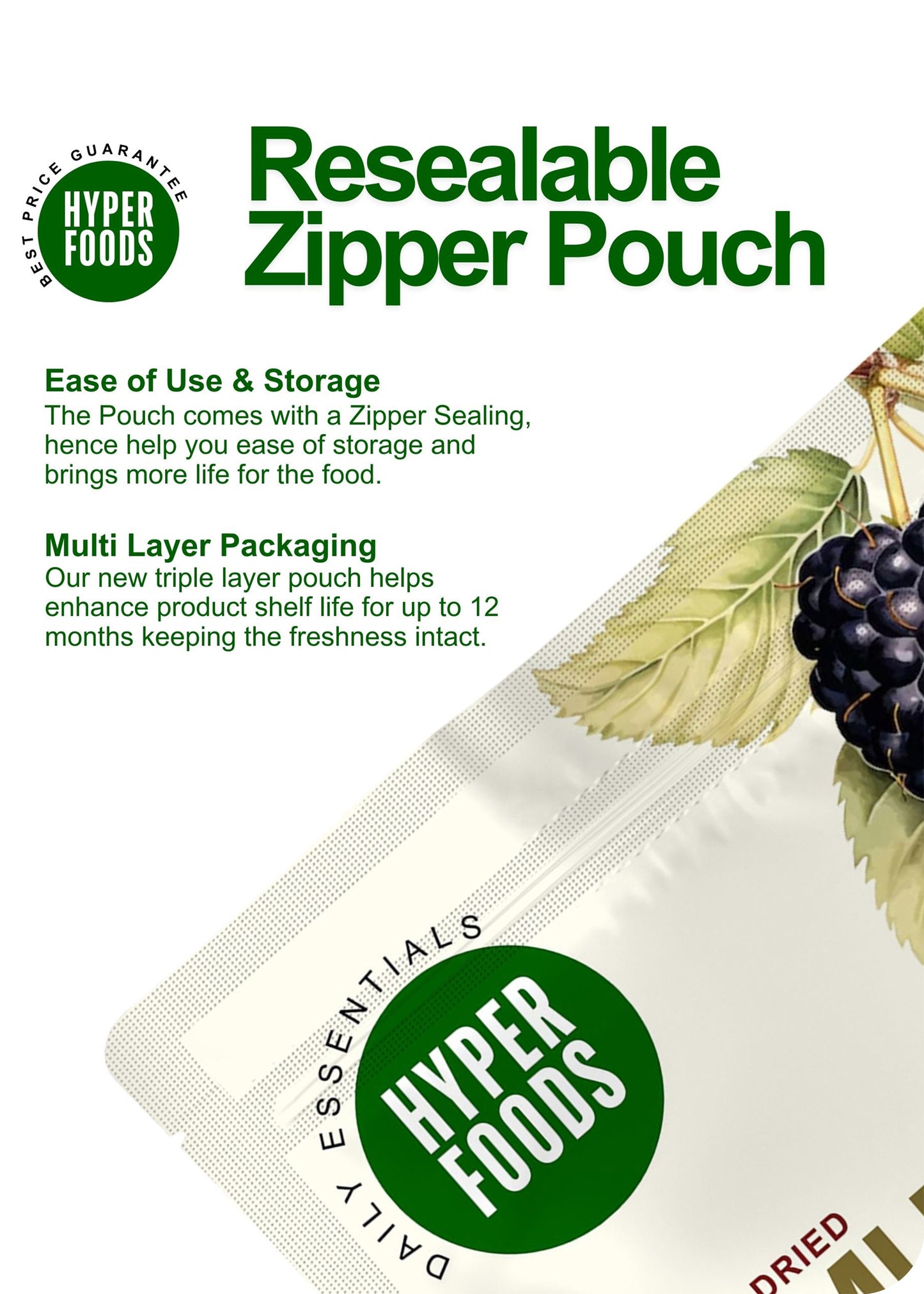 Dried MulBerry Resealable Pouch 400gm (200gm x 2 Pack)