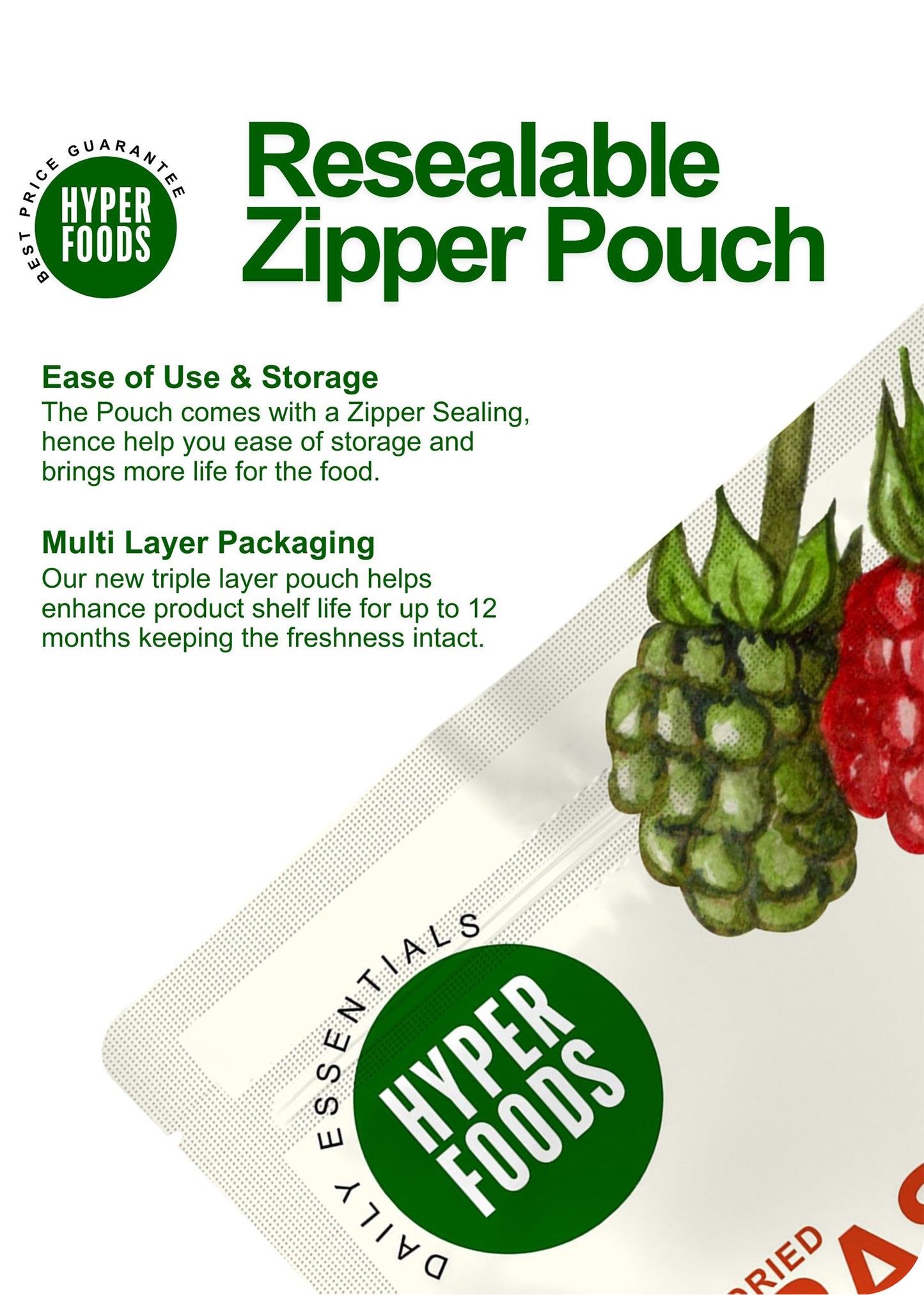 Dried RaspBerry Resealable Pouch 400gm (200gm x 2 Pack)