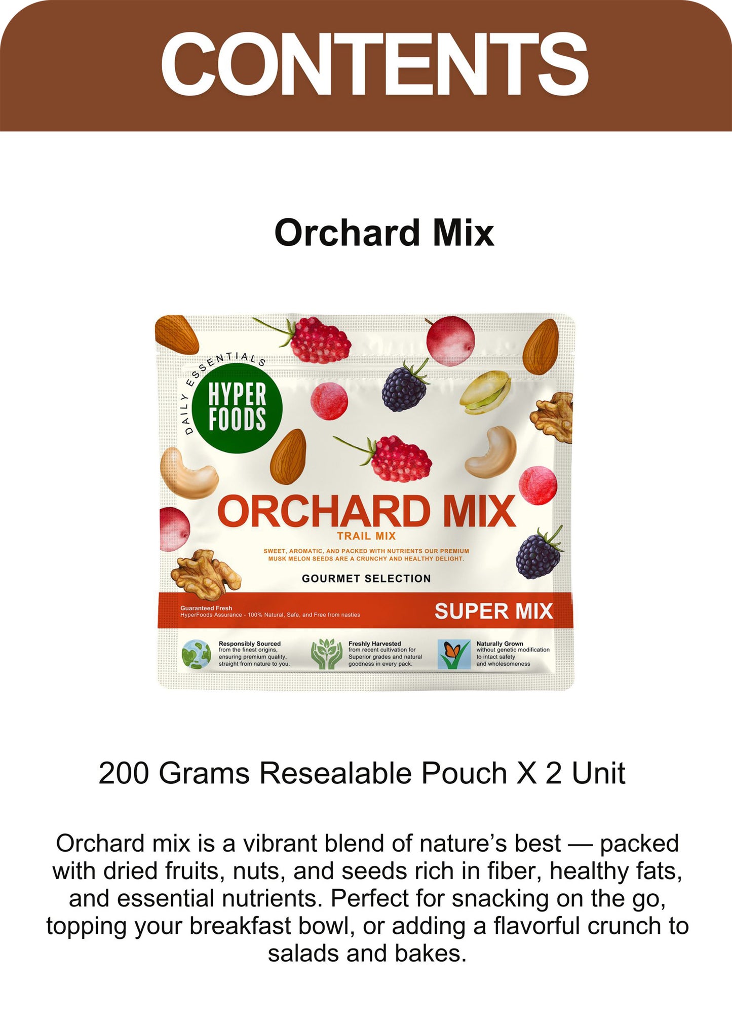 Orchard Mix Trail Mix Resealable Pouch 400 Grams (200gm x 2 Pack)