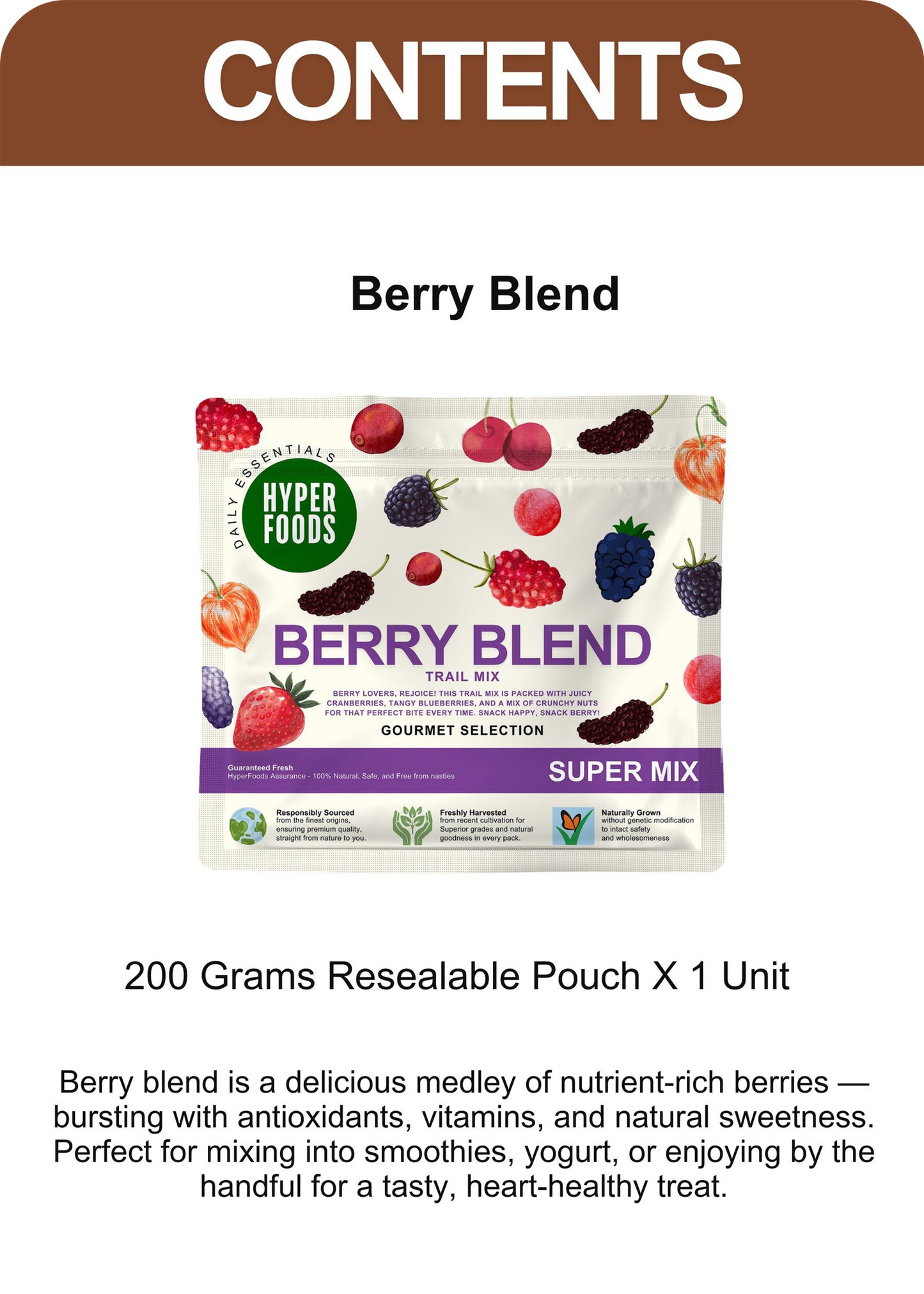 Dried BerryBlend Resealable Pouch 200gm