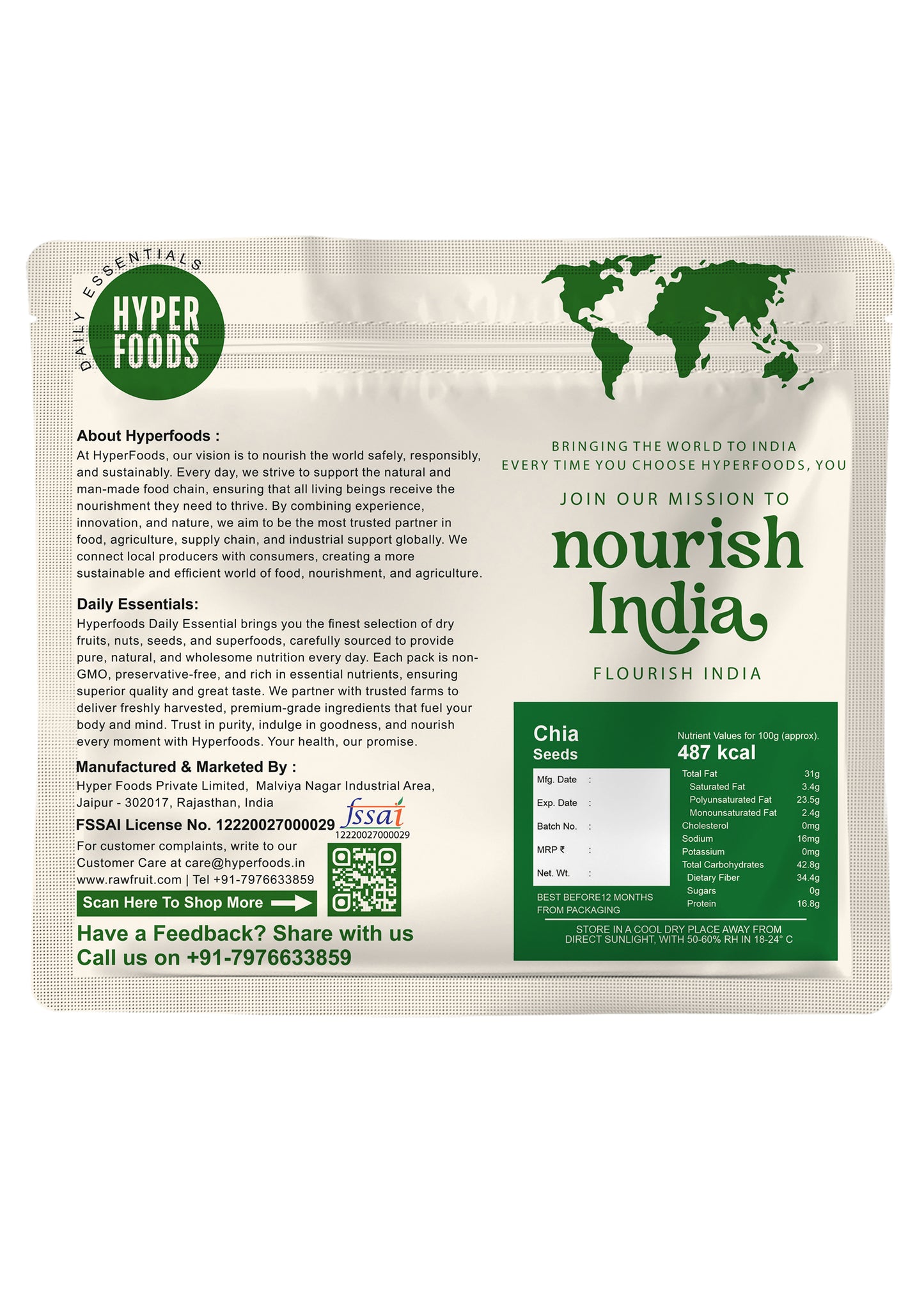 Chia Seeds Resealable Pouch 400gm (200gm x 2 Pack)