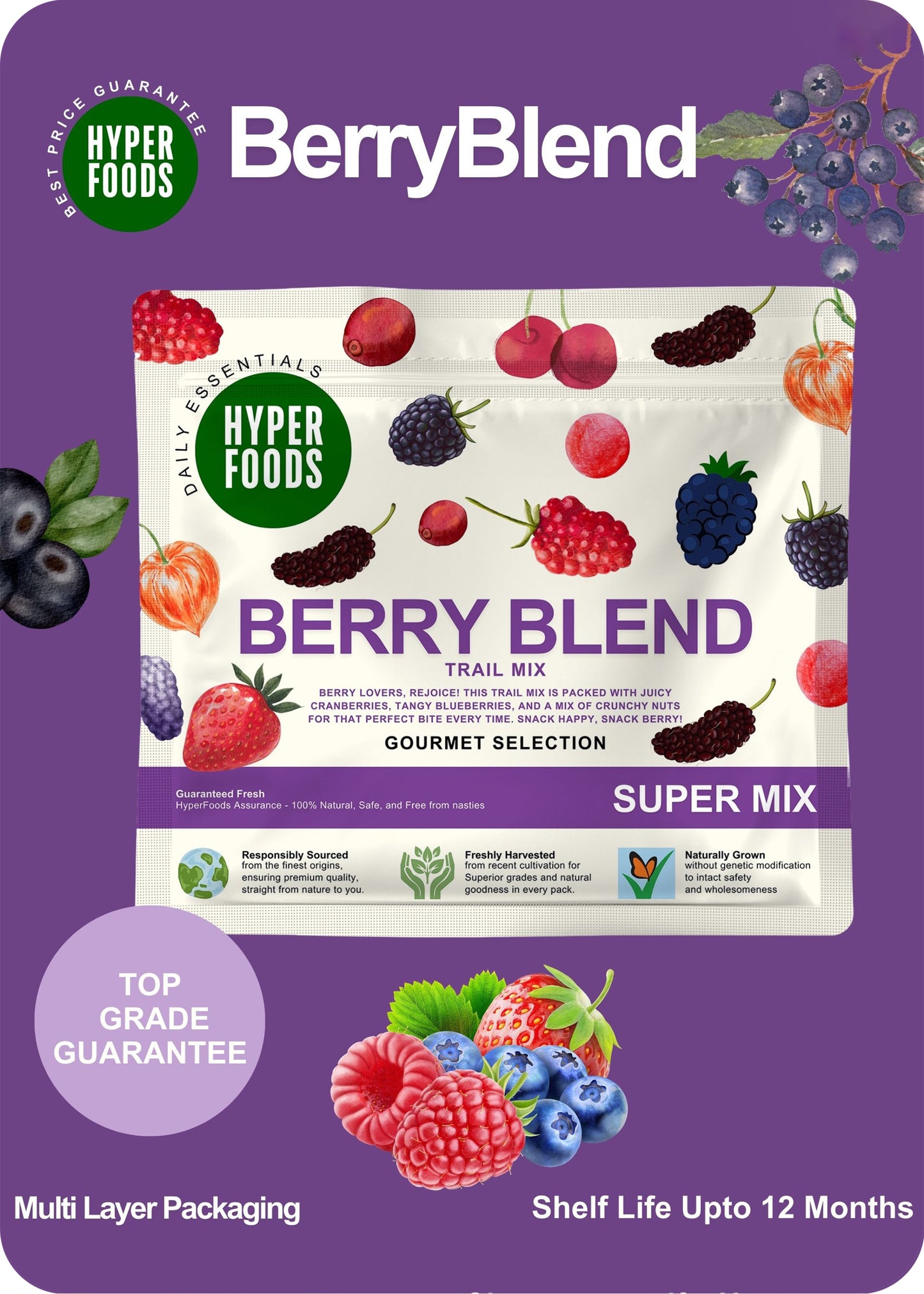 Dried BerryBlend Resealable Pouch 200gm