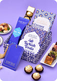 Brittle, Sweets & Dry Fruits with Chocolate Gift Hamper including turkish treat, coconut crunch brittle, nut mix, ferrero rocher chocolate