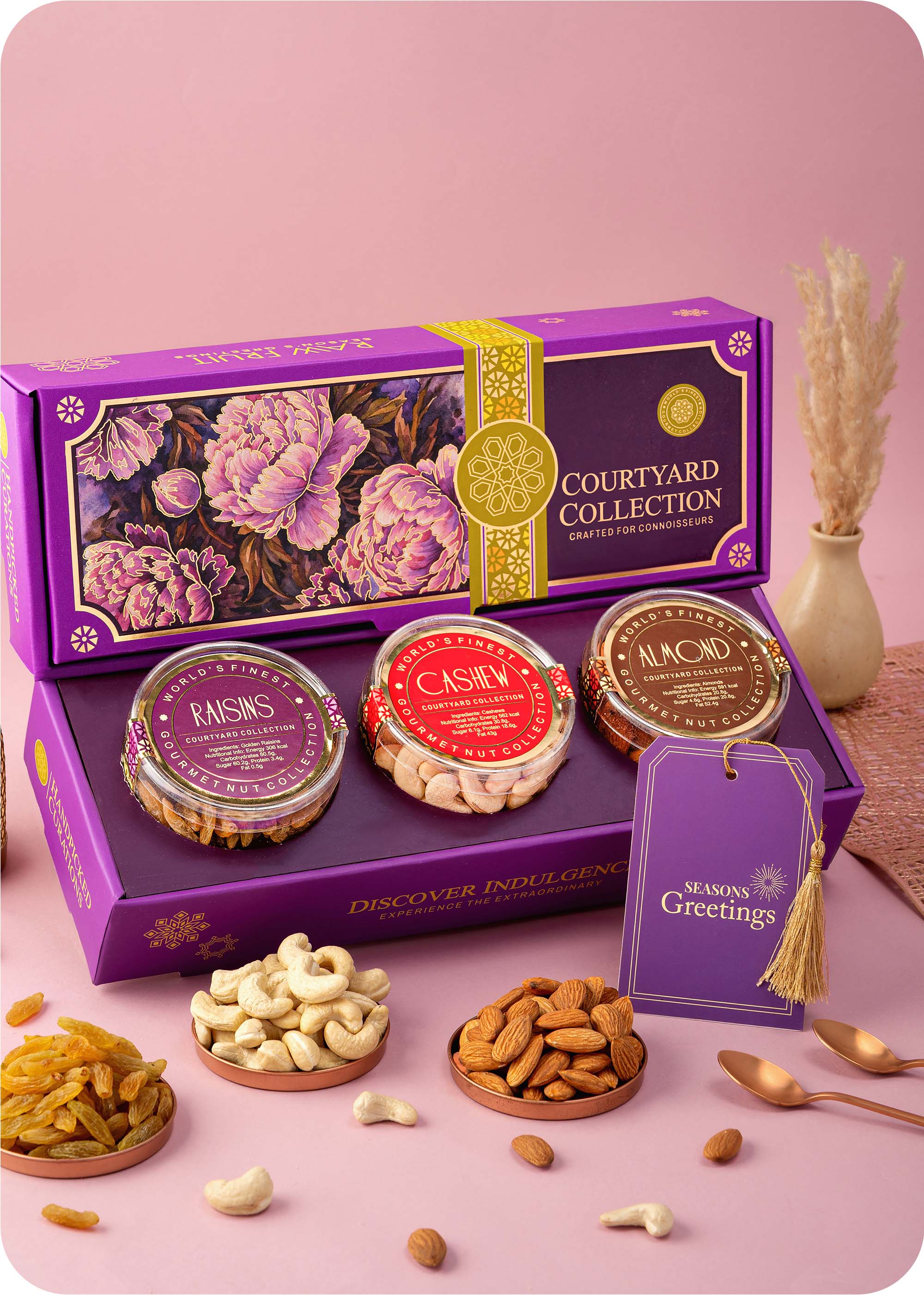 Courtyard Collection - 375 Grams Set of 3 Dry Fruits including cashews, almonds and raisins.