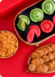Holi Gift Pack Pista & Rose Chandrakala, Methi Swali, & Khatta Meetha Mix