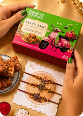 Sweet Treat: Dodha Barfi With Set of 3 Rakhi