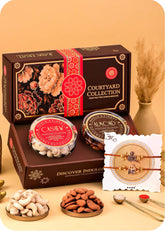 Dry Fruits Box With Set of 2 Rakhi including Cashews and Almonds.