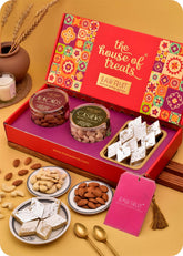 Dry Fruits with Sweets Gift Pack including Kaju Katli, Cashews, Almonds