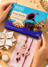 Sweet Celebrations: Kaju Katli with Bhaiya Bhabhi Rakhi Set