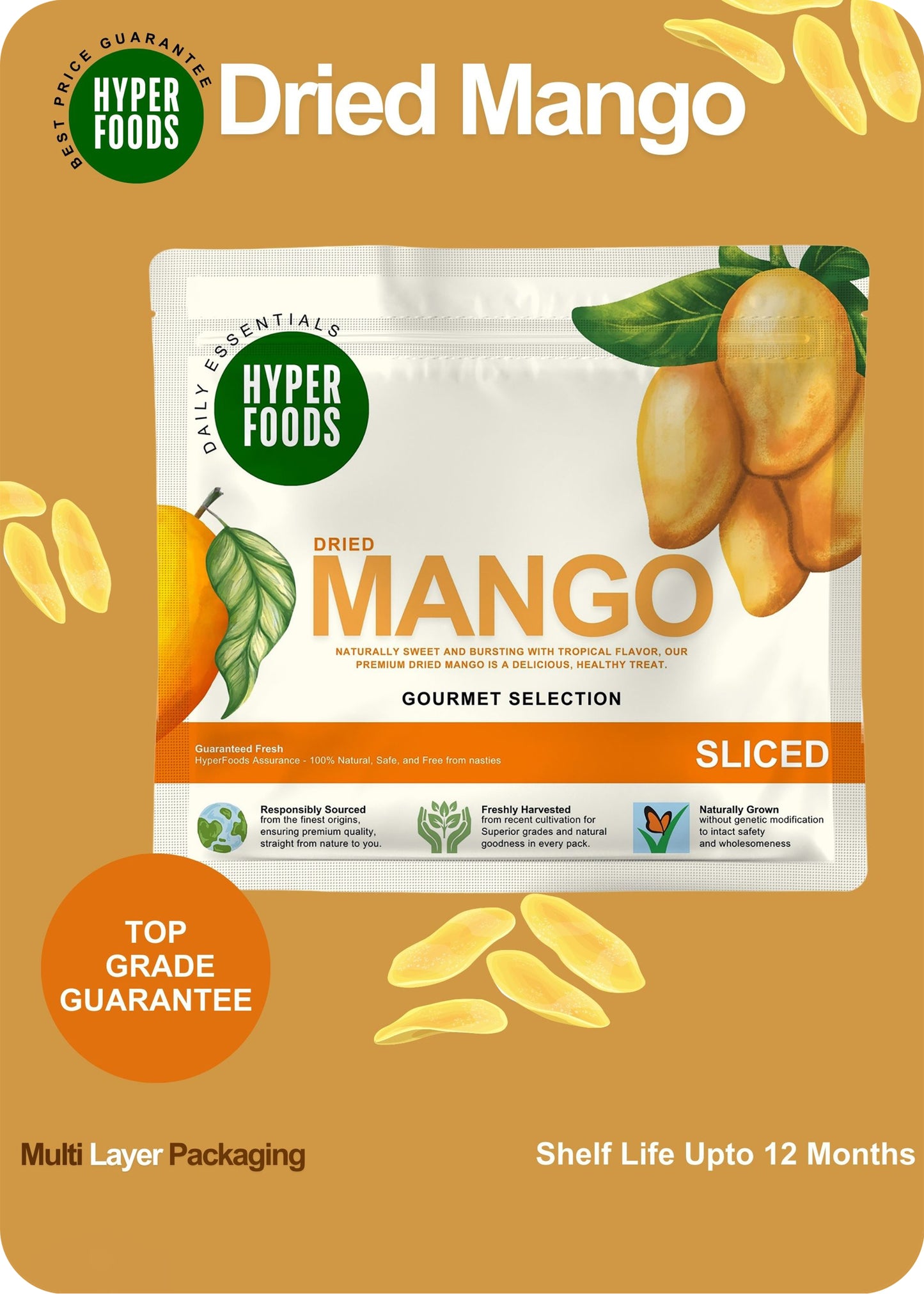 Dried Mango Sliced Resealable Pouch 400gm (200gm x 2 Pack)