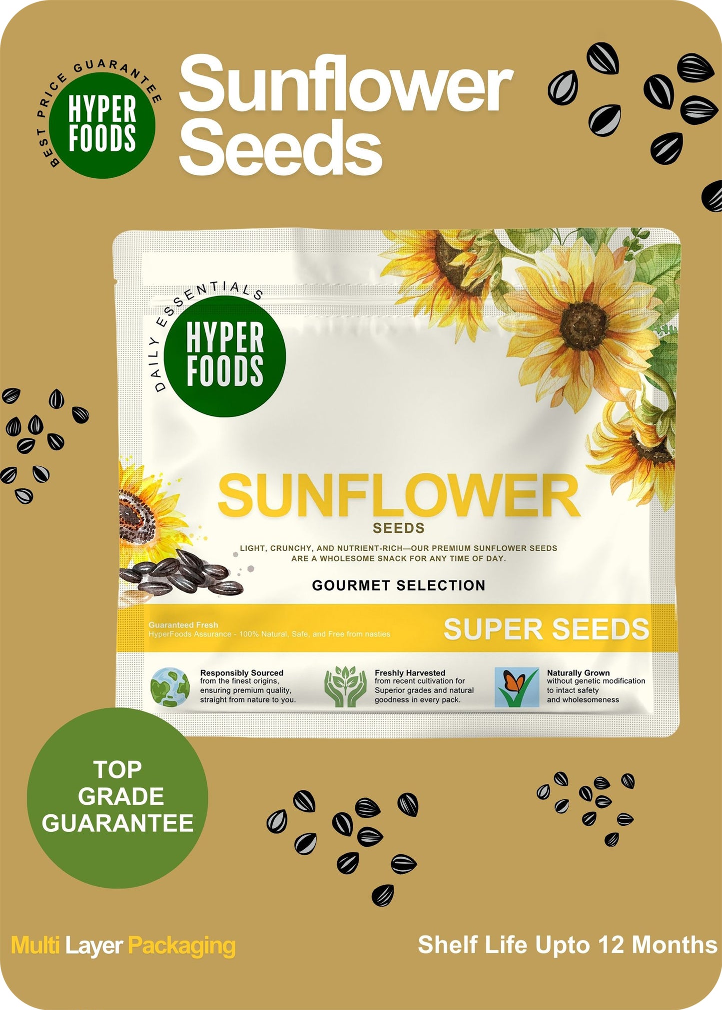 Sunflower Seeds Resealable Pouch 400gm (200gm x 2 Pack)