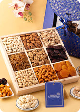 Traditional Dry Fruits Gift Packs including Cashews, Almonds, Black Pepper & Mint Cashews, Walnuts, Raisins, Pistachios, Apricots, Peanuts, Dates