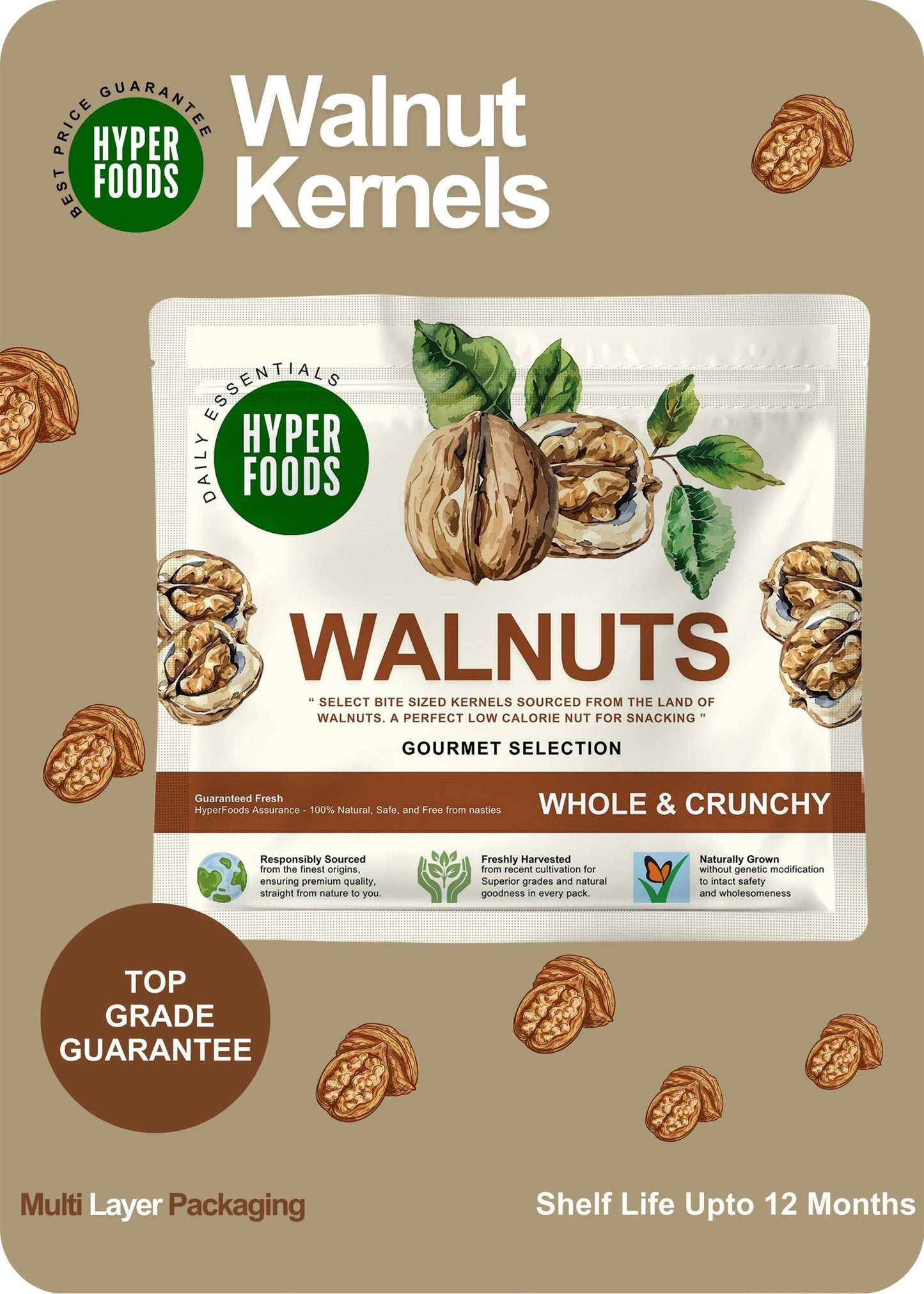Walnuts Resealable Pouch 400gm (200gm x 2 Each)