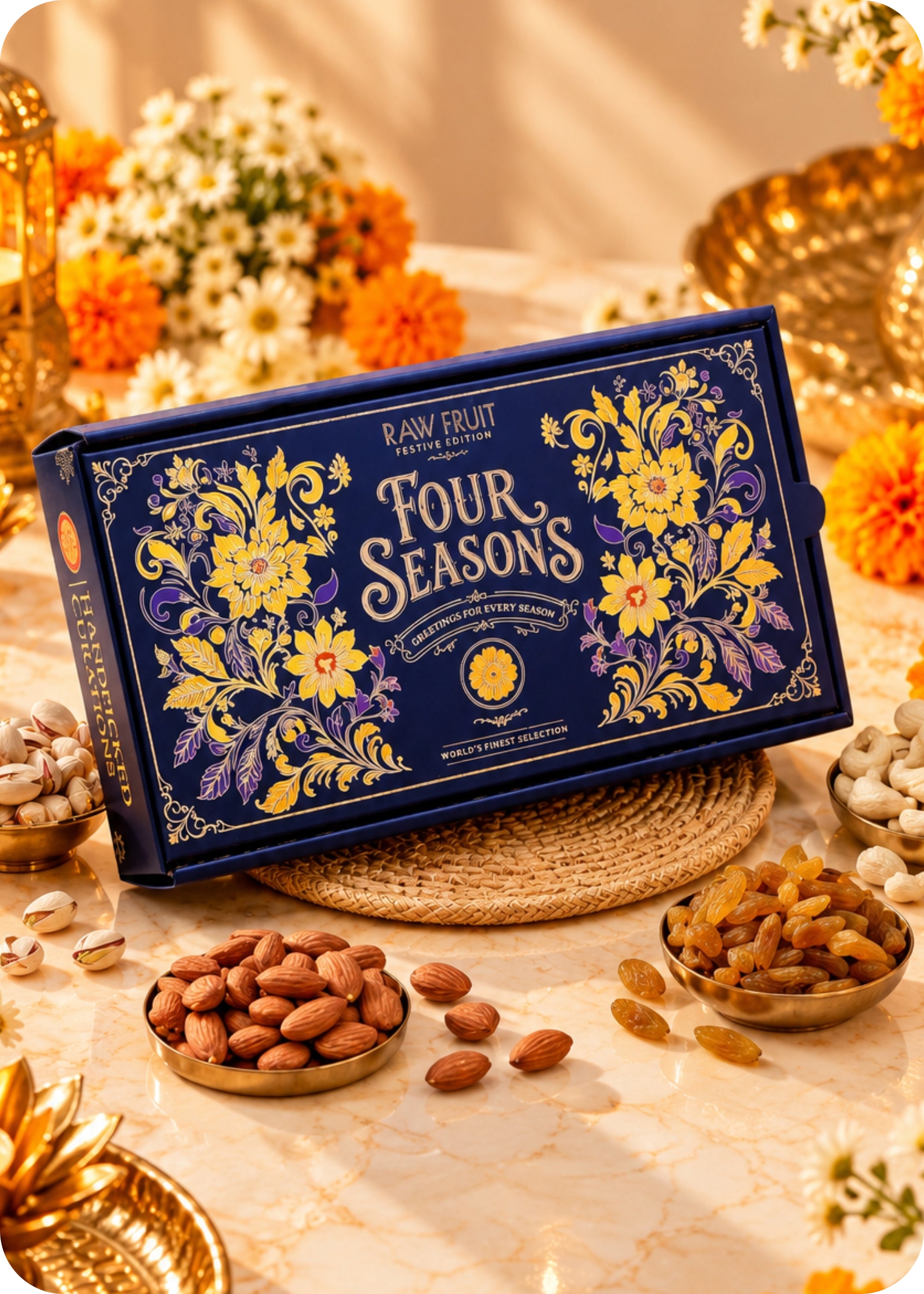 RawFruit Four Seasons Dry Fruits Gift Pack 400g with Diwali Greeting Card