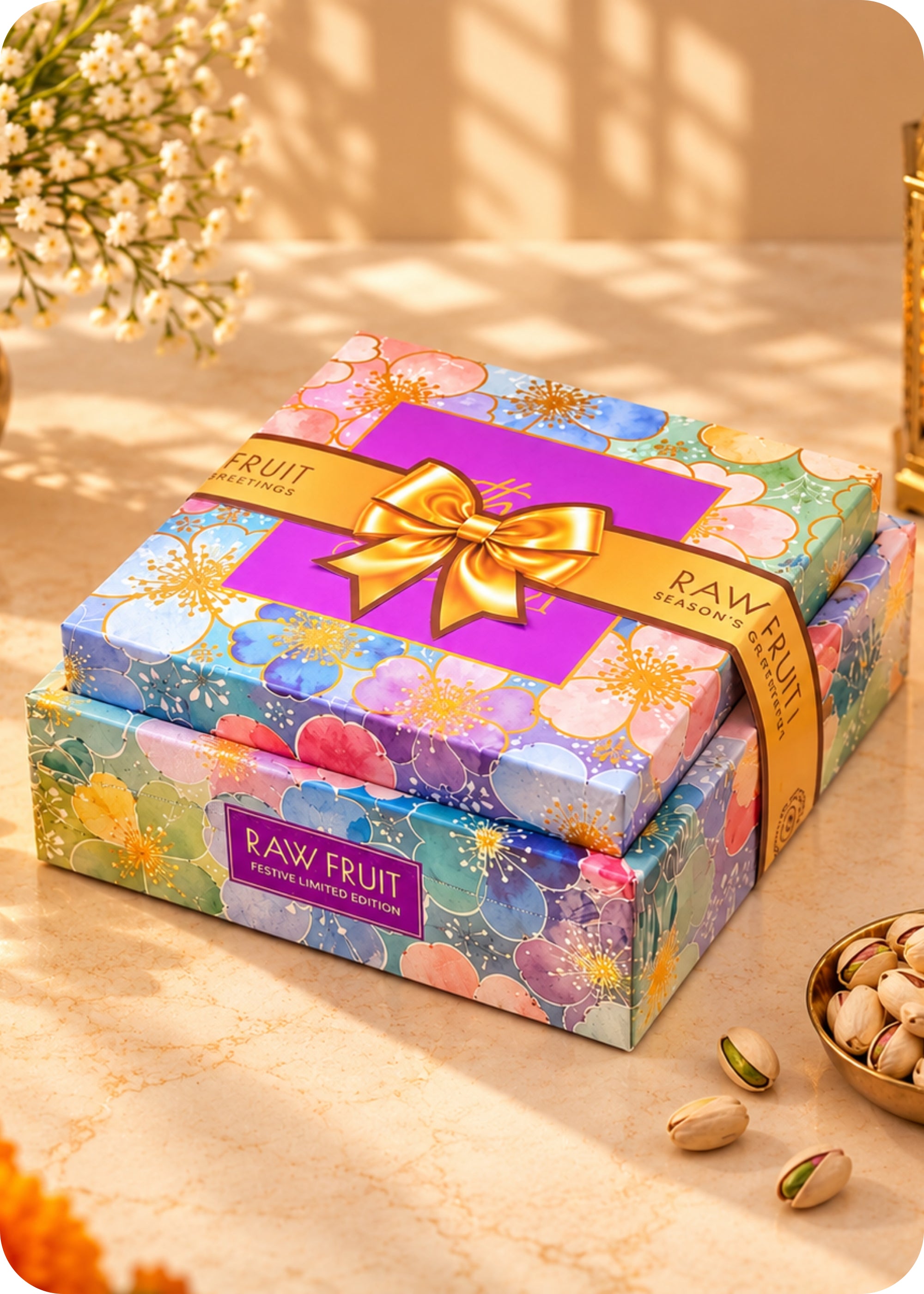 RawFruit Bouquet Bloom Dry Fruits Gift Box 495g with Diwali Greeting Card