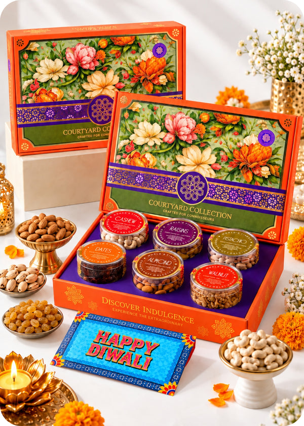 RawFruit Courtyard Collection Dry Fruits Gift Pack 745g with Diwali Greeting Card