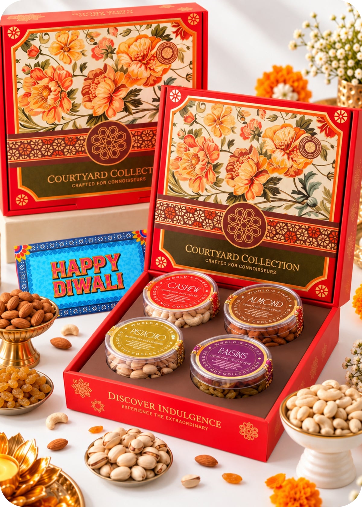 RawFruit Courtyard Collection Dry Fruits Gift Pack 495g with Diwali Greeting Card.