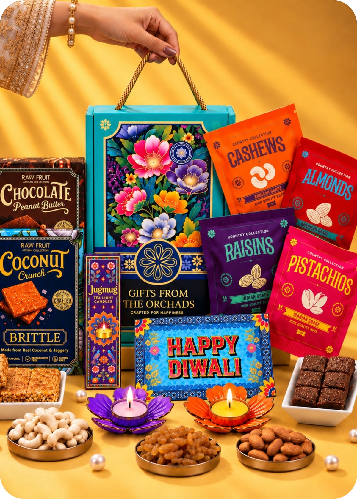 RawFruit Gifts From The Orchards Brittles, Dry Fruits Gift Pack 320g with Diwali Gifts