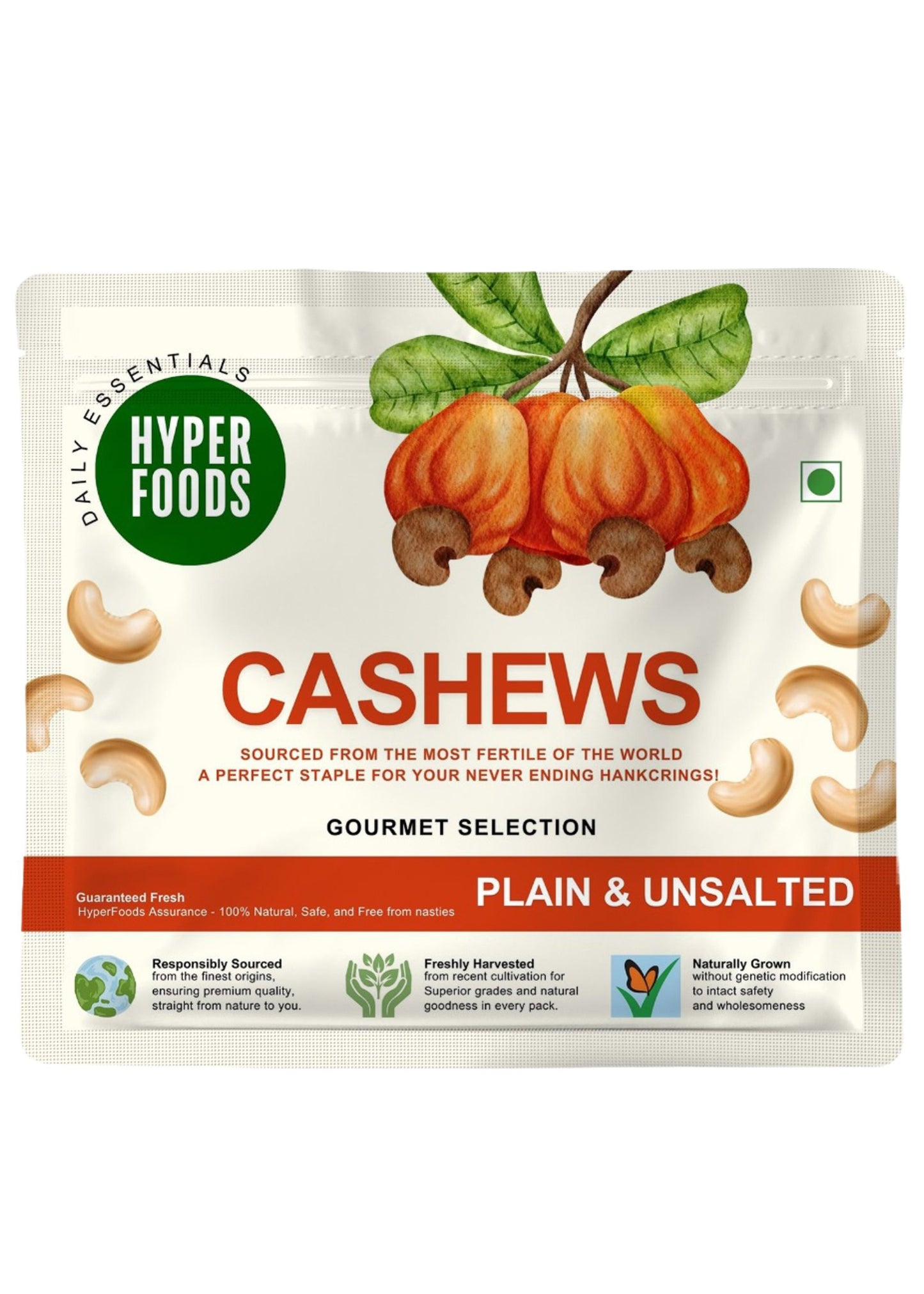 Plain Cashew Resealable Pouch 200gm