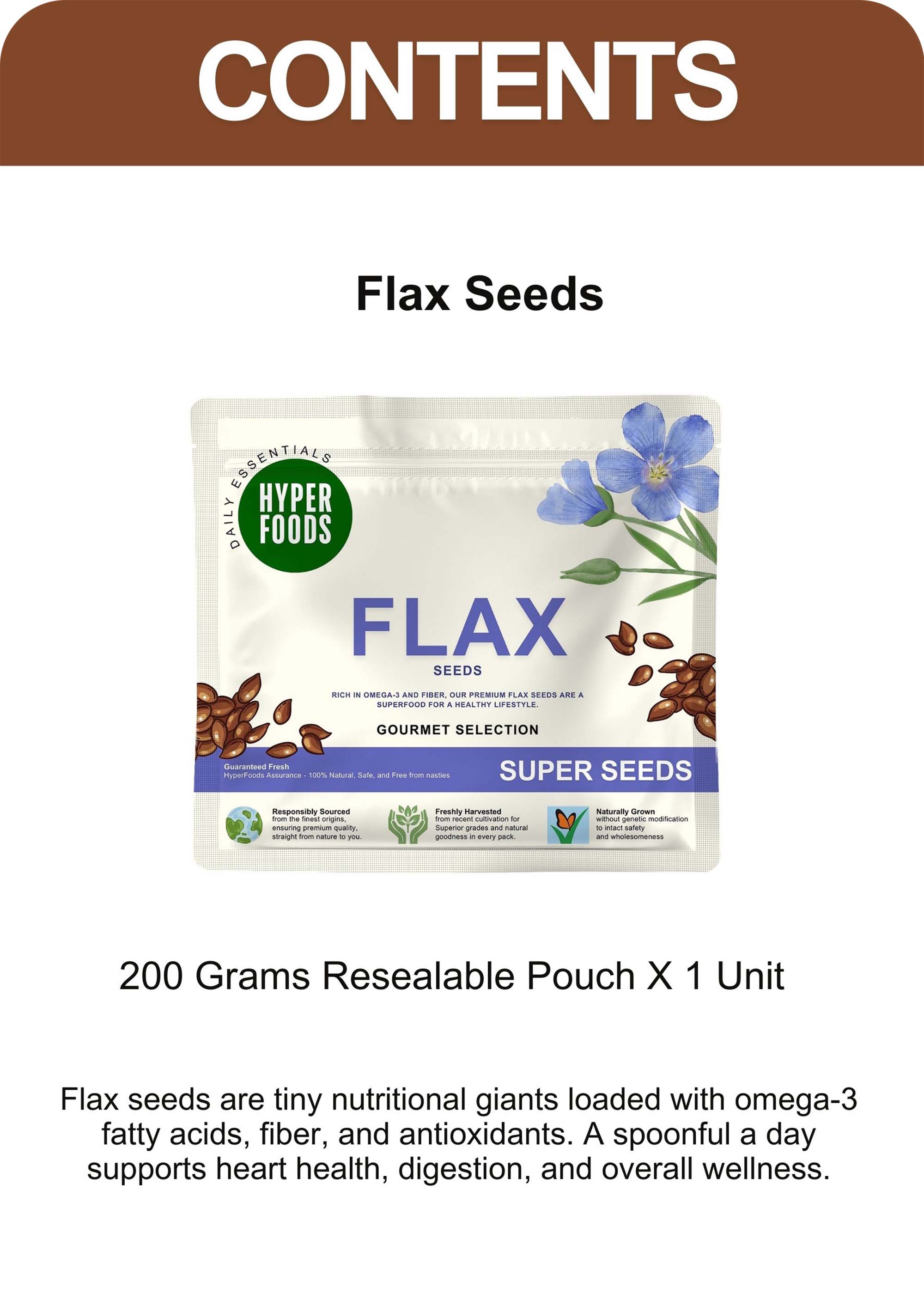 Flax Seeds Resealable Pouch 200gm