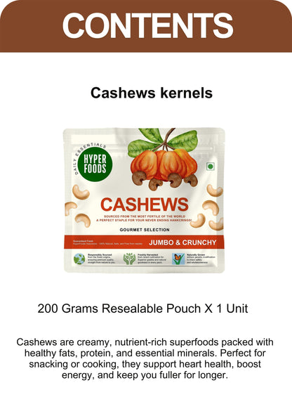 Plain Cashew Resealable Pouch 200gm