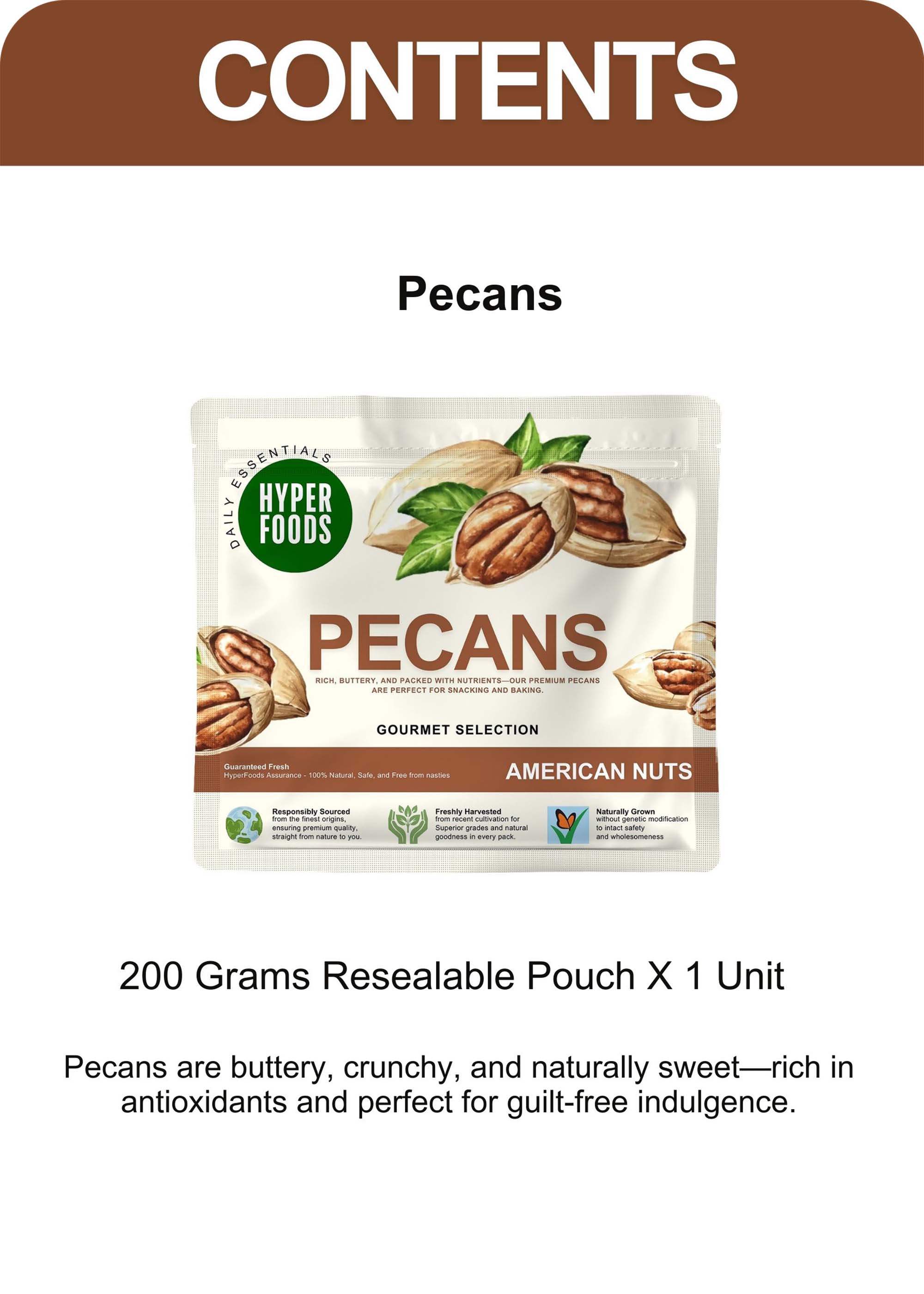 Pecans Resealable Pouch 200gm