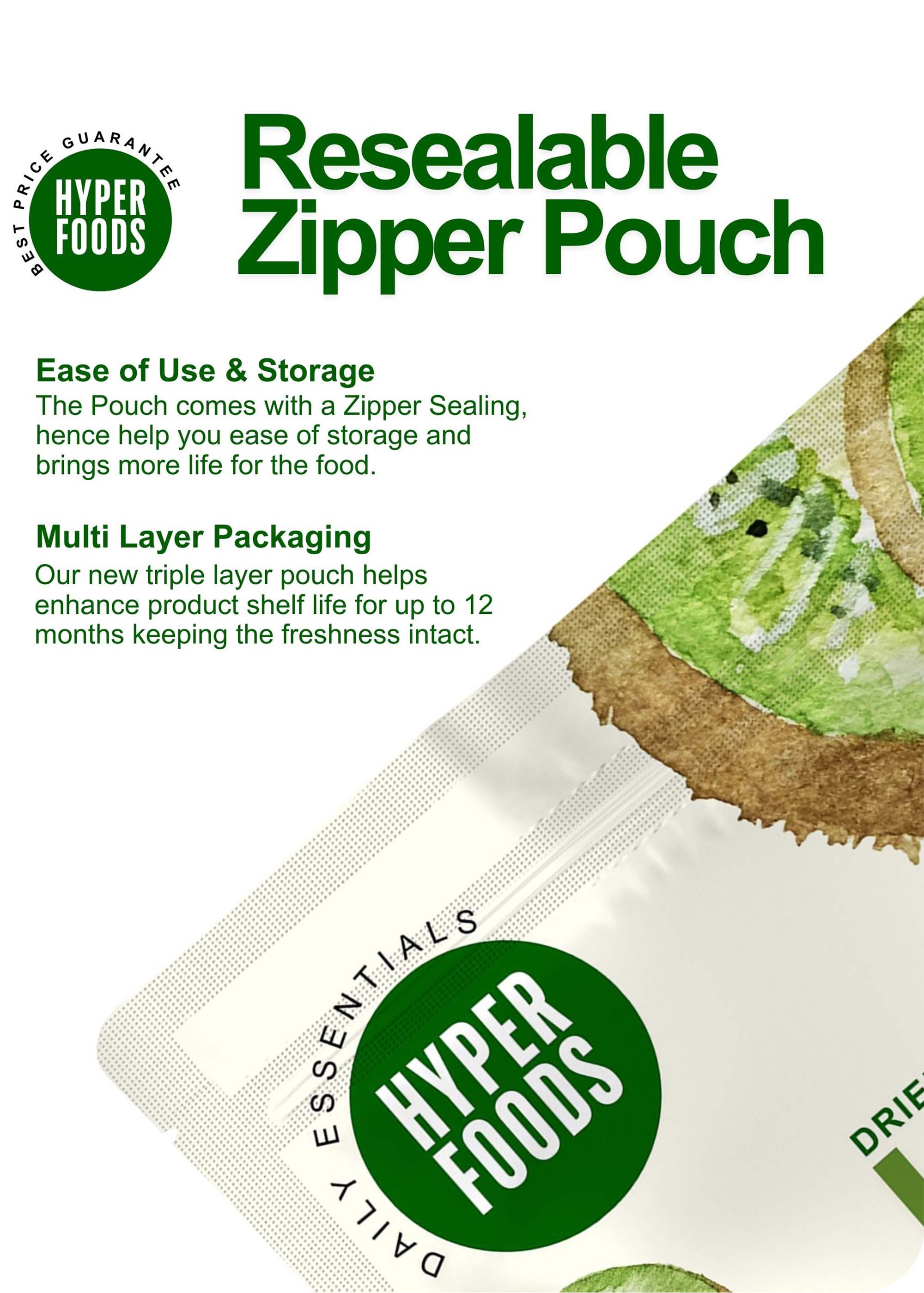 Dried Kiwi Sliced Resealable Pouch 200gm