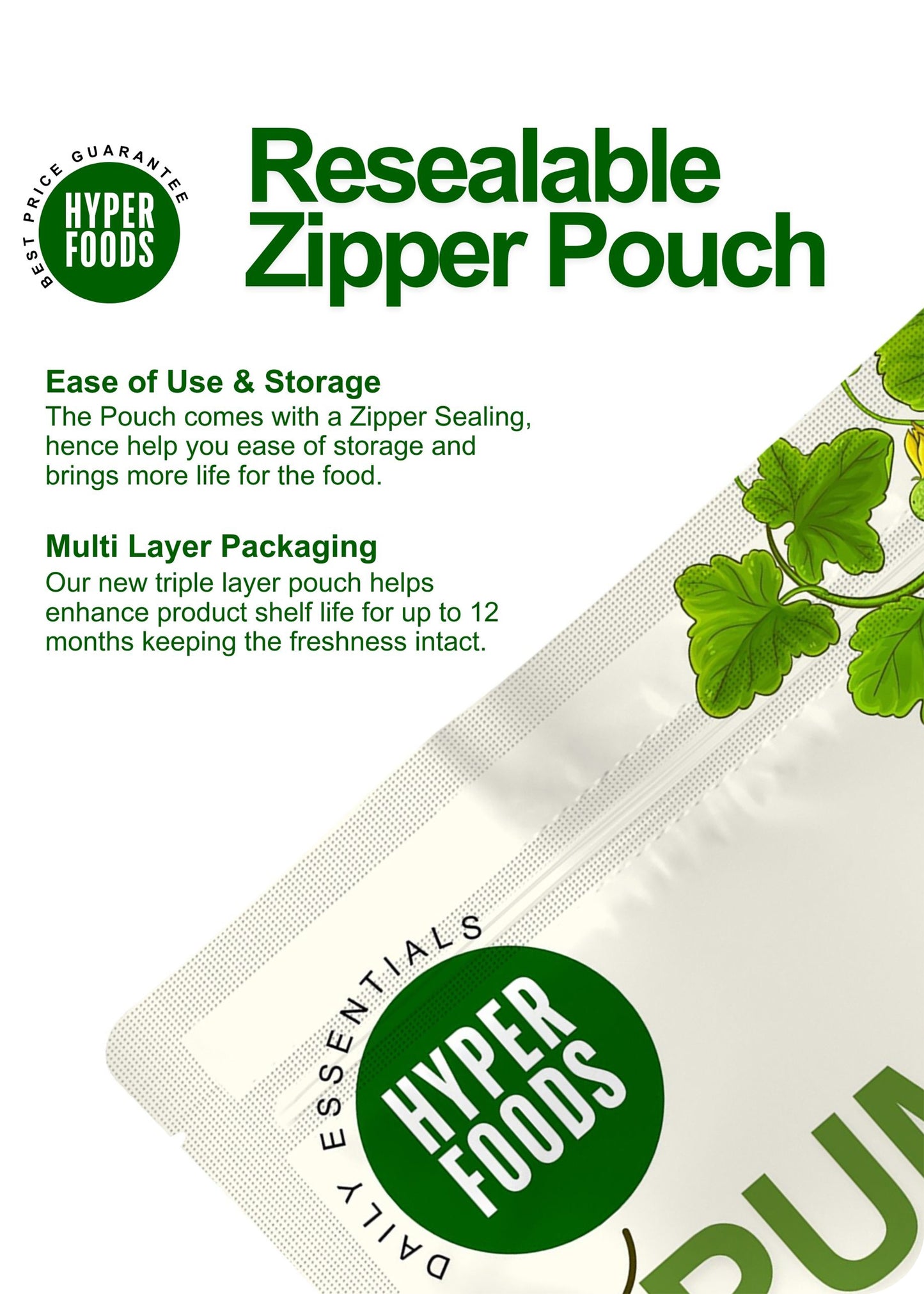 Pumpkin Seeds Resealable Pouch 400gm (200gm x 2 Pack)