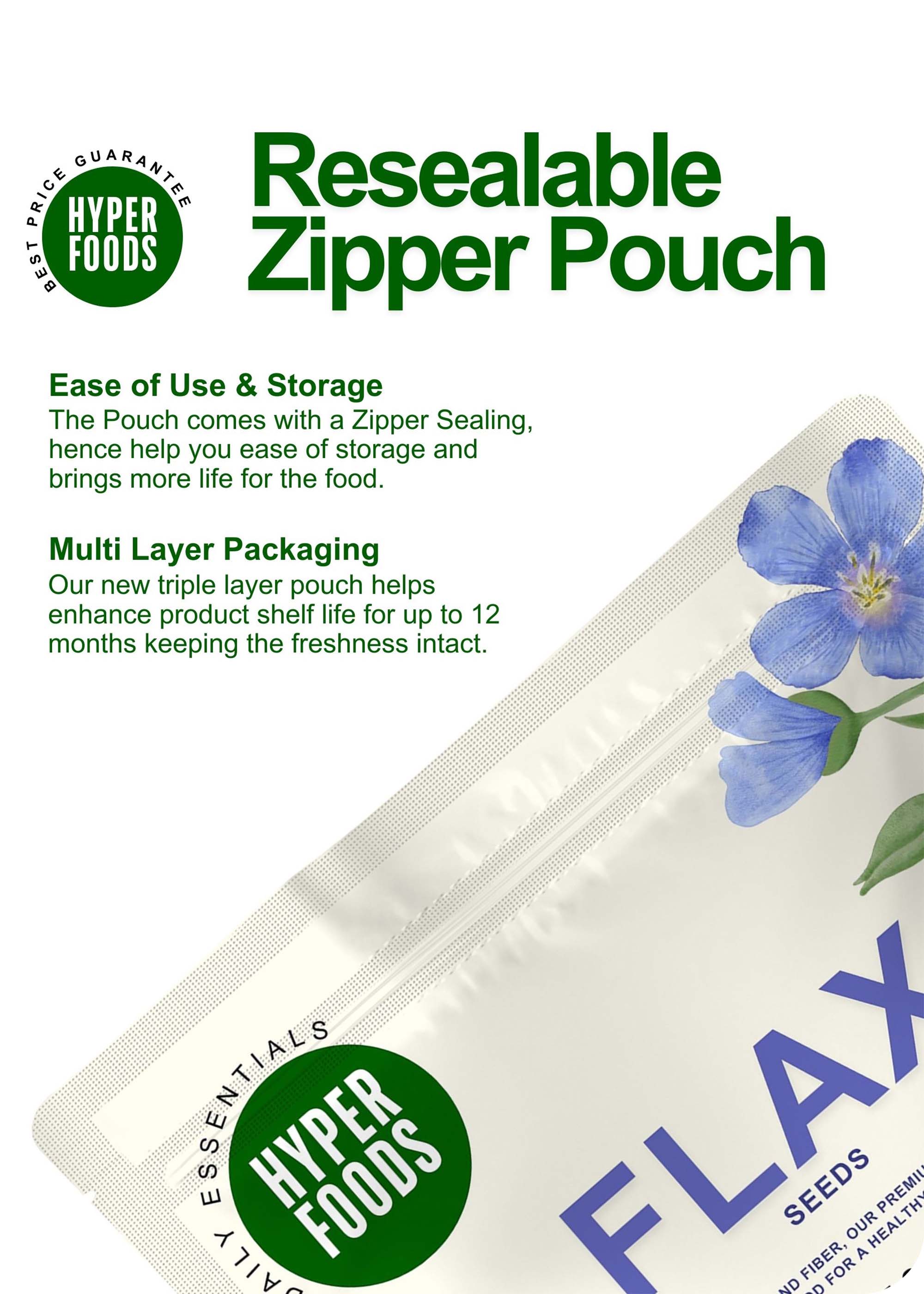 Flax Seeds Resealable Pouch 200gm