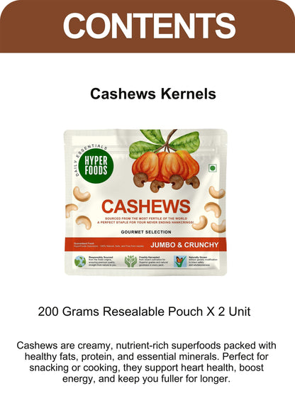 Plain Cashew Resealable Pouch 400gm (200gm x 2 Each)