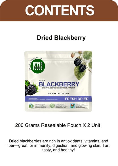 Dried BlackBerry Resealable Pouch 400gm (200gm x 2 Pack)