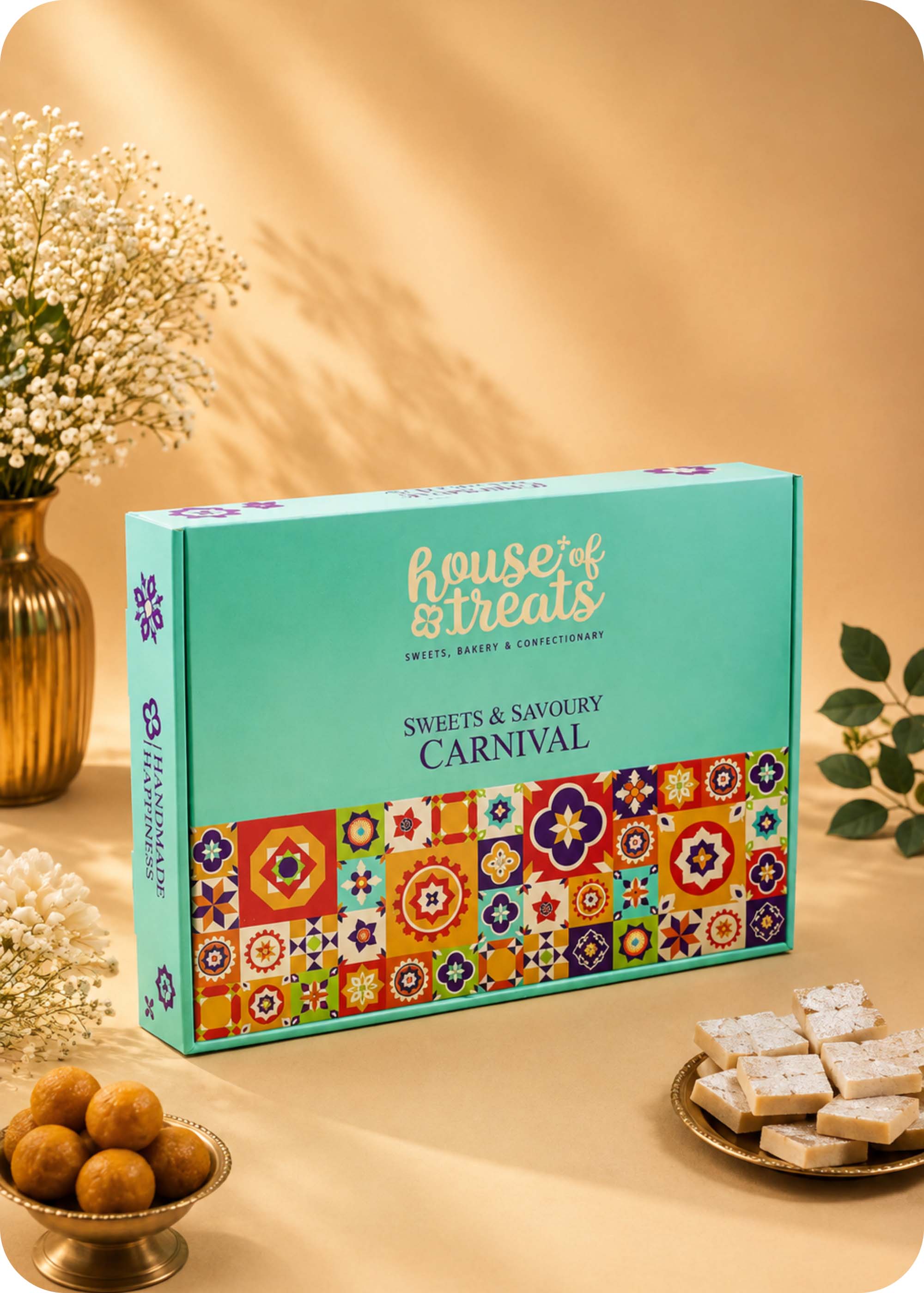 Rakhi Festive Sweets Gift Pack with Set of 2 Rakhi
