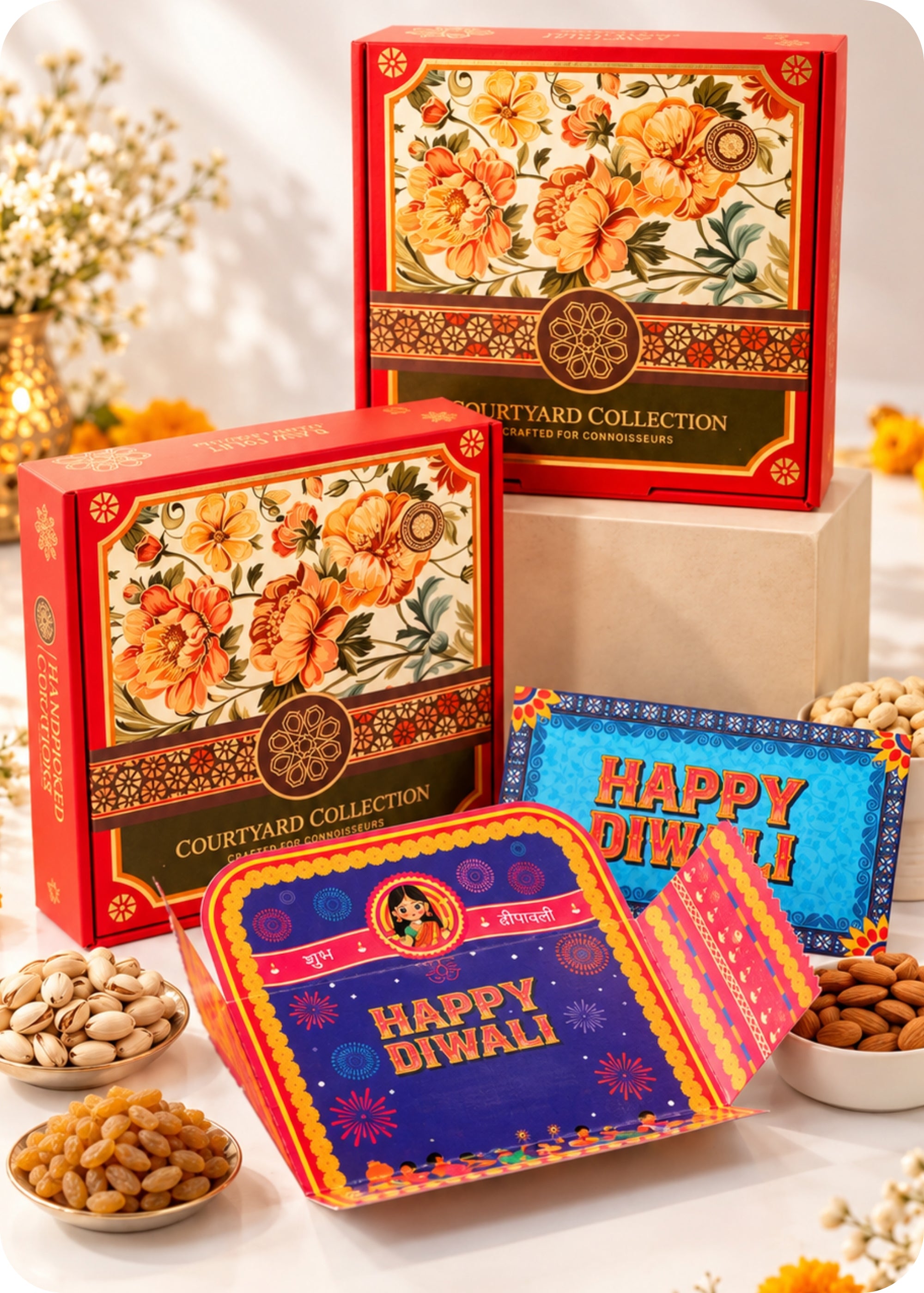 RawFruit Courtyard Collection Dry Fruits Gift Pack 495g with Diwali Greeting Card.
