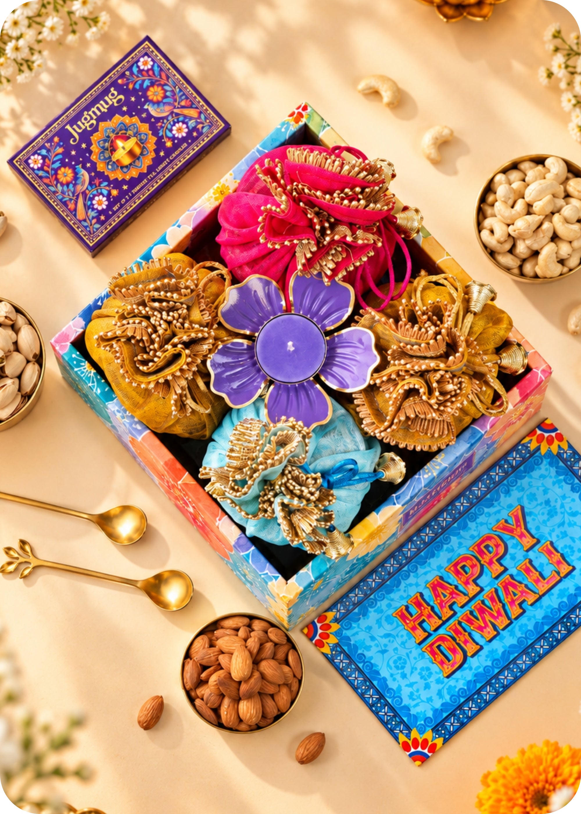 RawFruit Bouquet Bloom Dry Fruits Gift Box 495g with Diwali Greeting Card