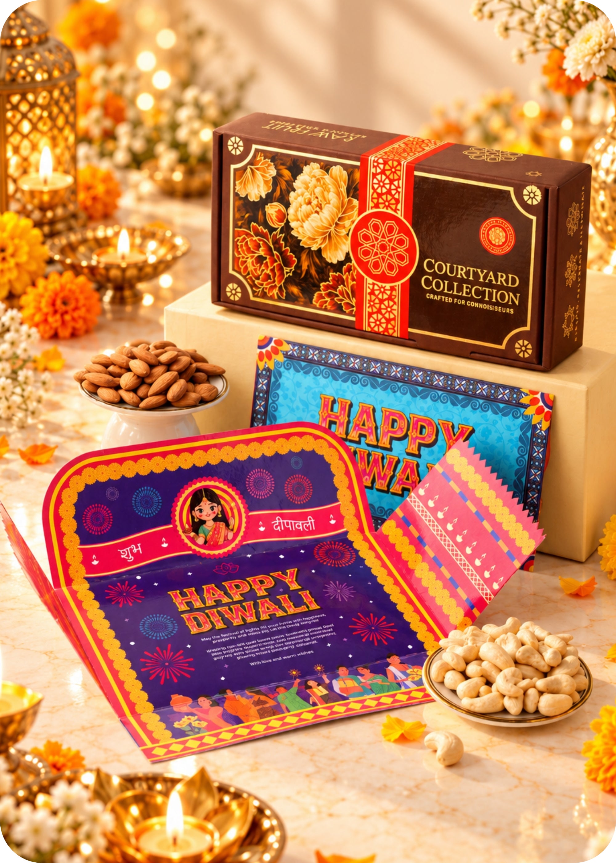 RawFruit Courtyard Collection Dry Fruits Gift Pack 250g with Diwali Greeting Card