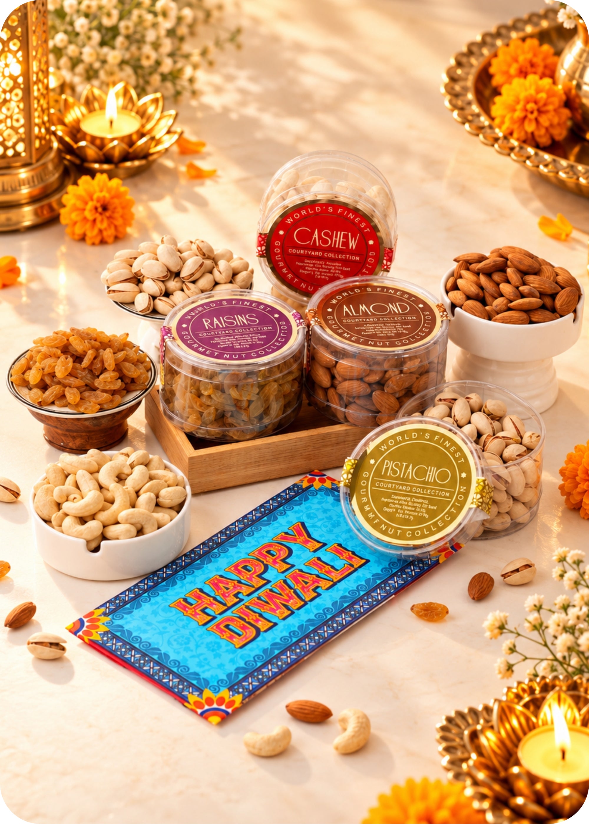 RawFruit Courtyard Collection Dry Fruits Gift Pack 495g with Diwali Greeting Card.