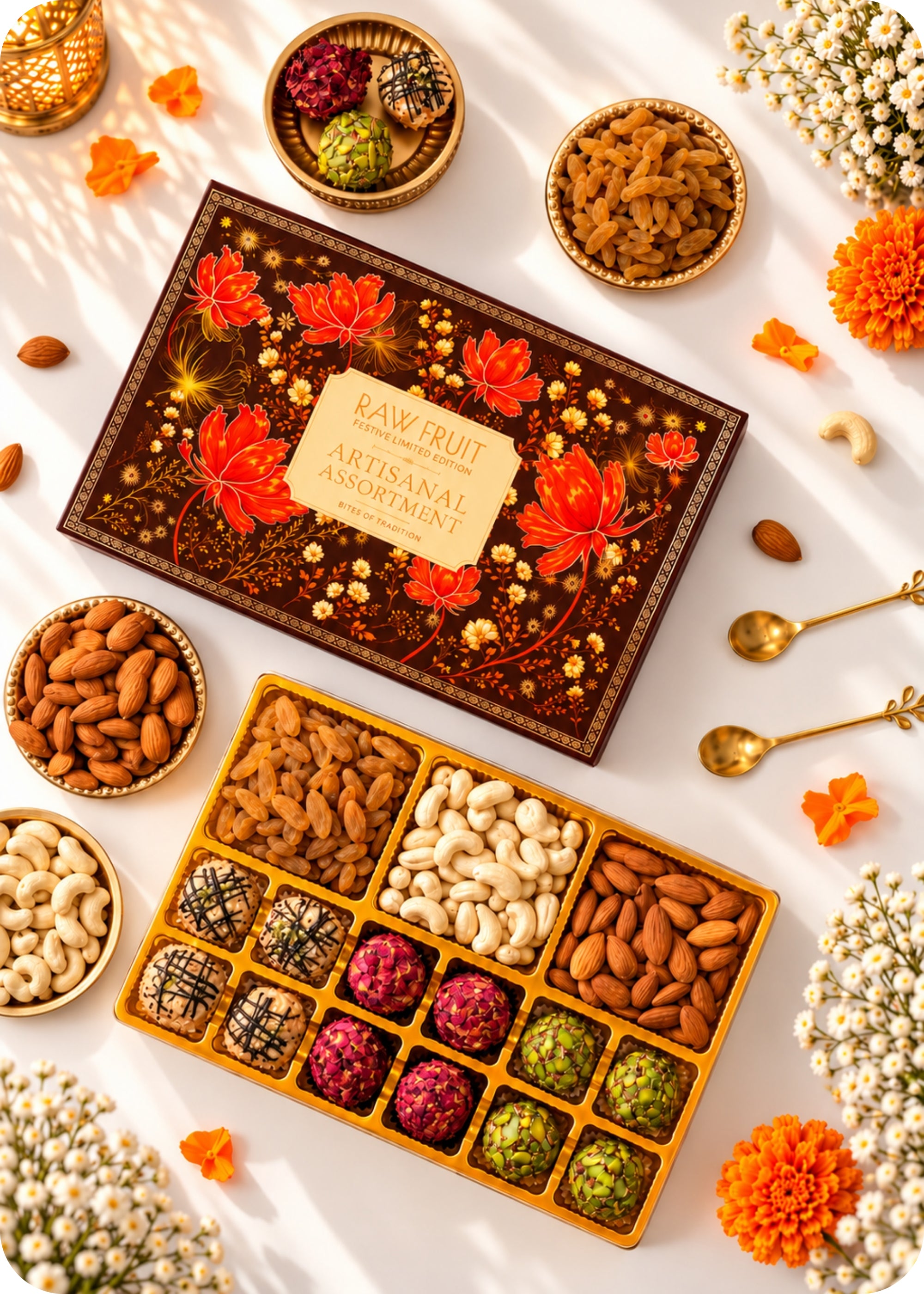 RawFruit Premium Sweets Gift Pack with Diwali Greeting Card