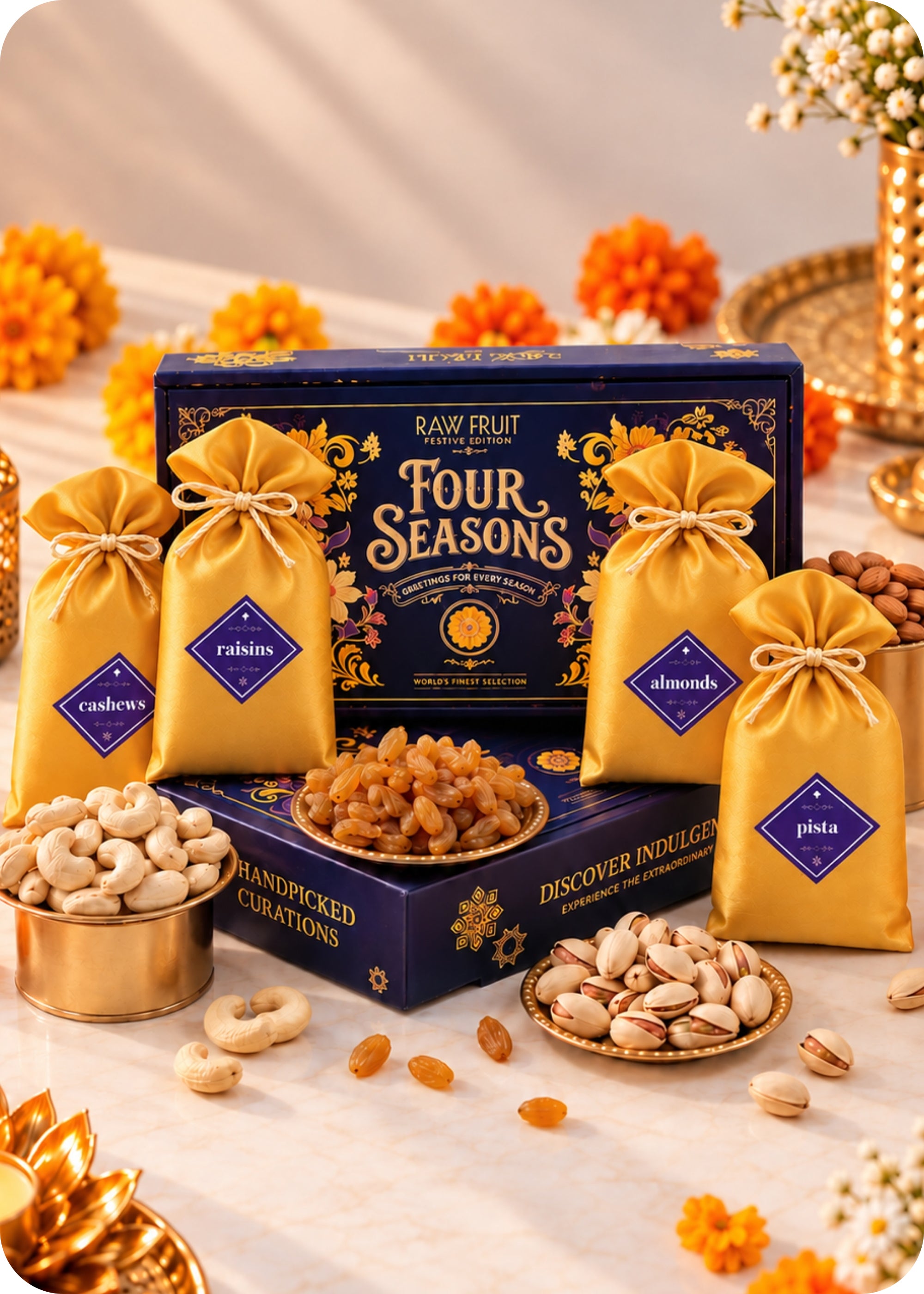 RawFruit Four Seasons Dry Fruits Gift Pack 400g with Diwali Greeting Card